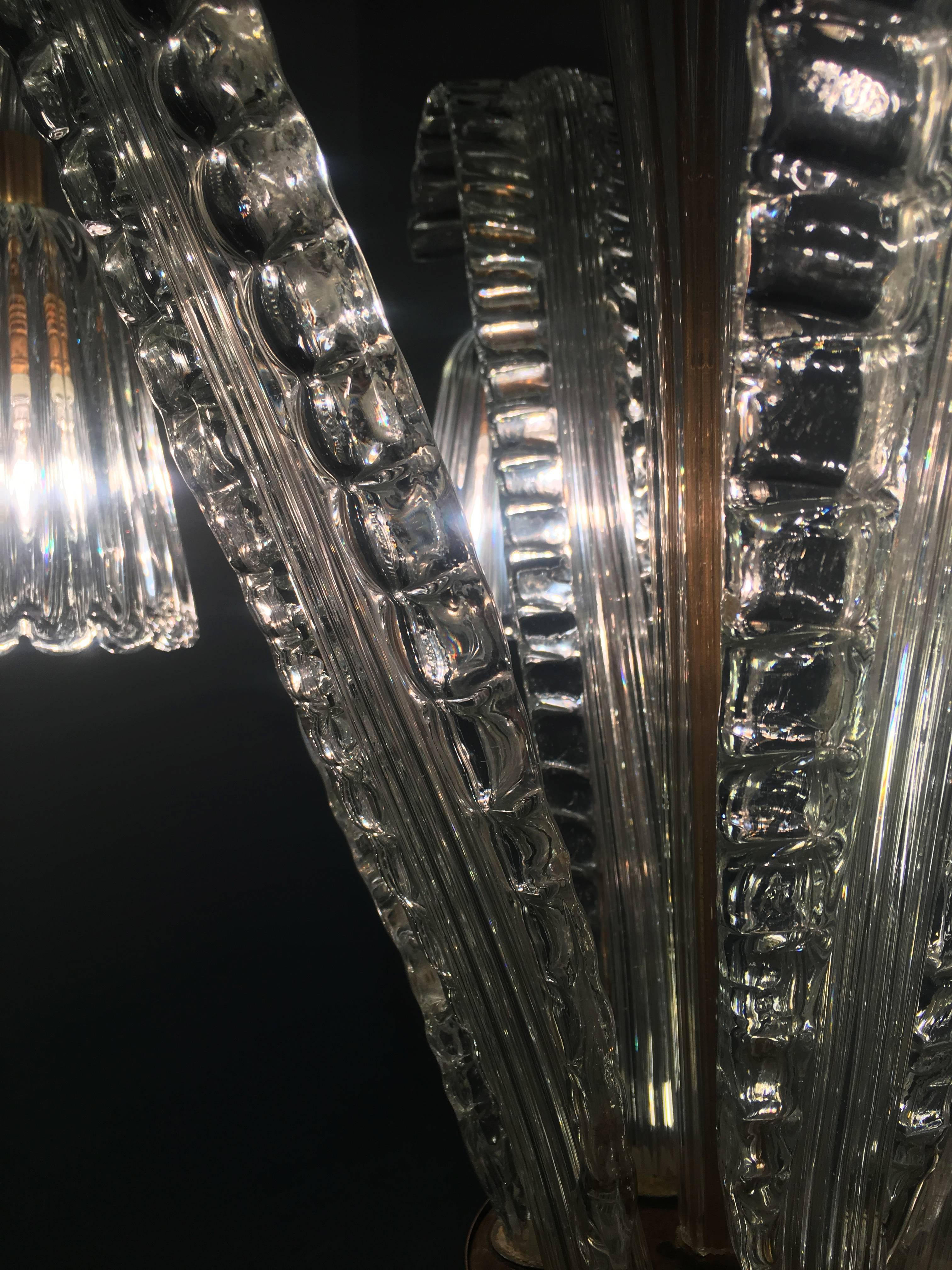 Charming Art Deco Chandelier by Ercole Barovier, Murano, 1940s For Sale 14