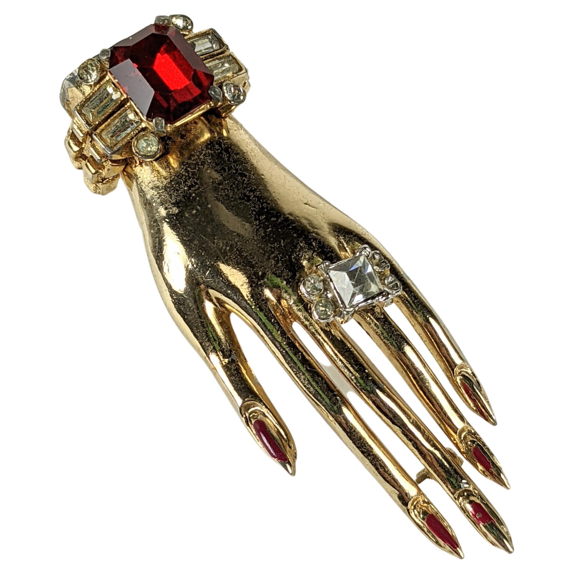 Charming Art Deco Coro Jeweled Hand For Sale