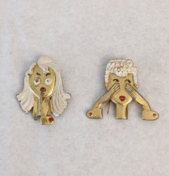 Charming Art Deco Figural Clip Brooches
