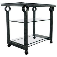 Charming Art Deco Glass Drinks Trolley with Glass Shelves Very Good Condition