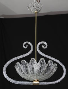 Charming Art Deco Pendant Chandelier by Ercole Barovier, 1940s