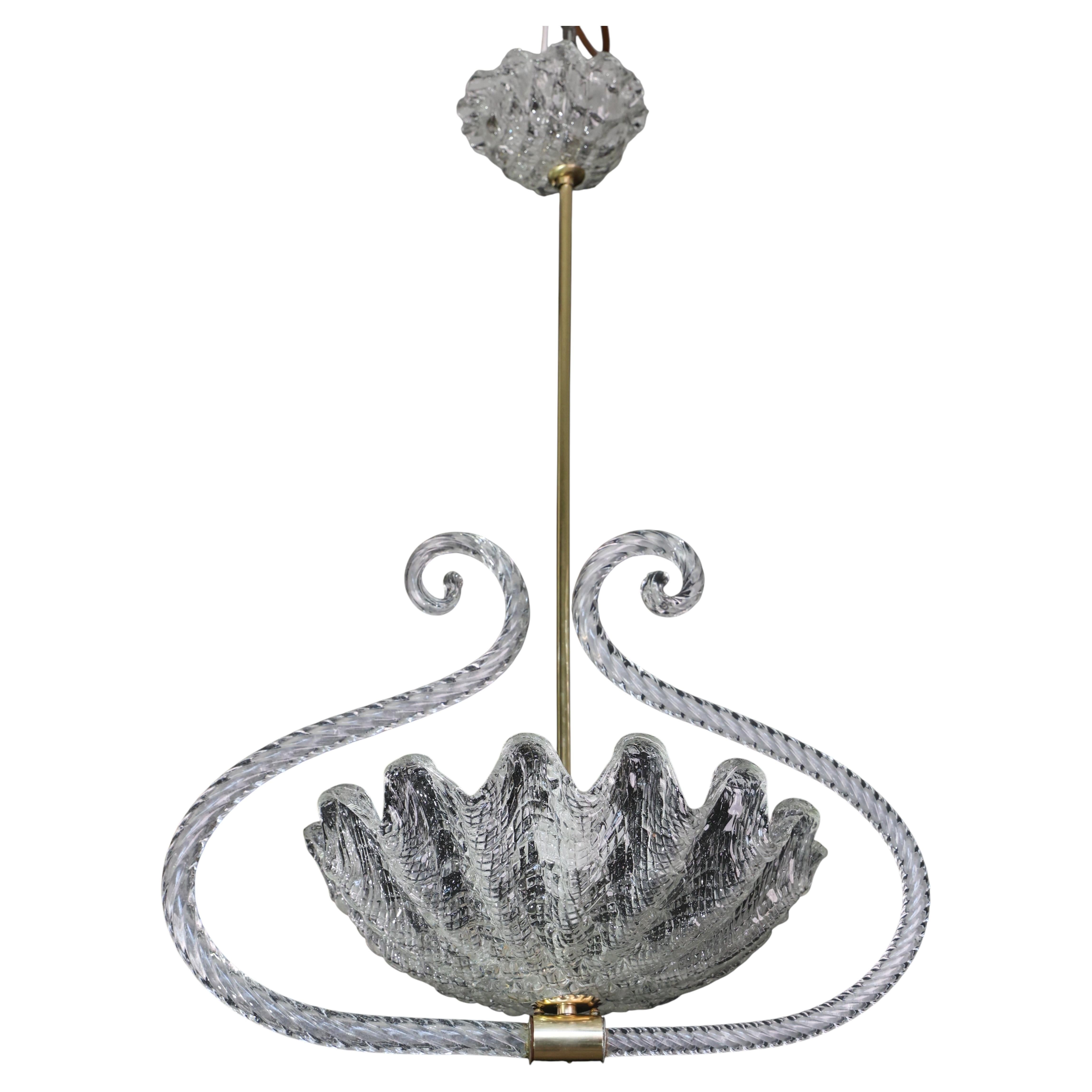 Incantevole lampadario a sospensione Art Deco di Ercole Barovier, anni '40