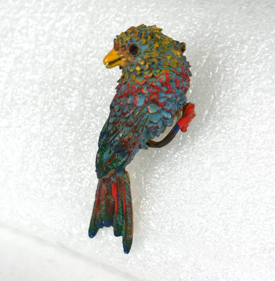 Charming Art Deco Perched Bird Clip In Excellent Condition For Sale In New York, NY