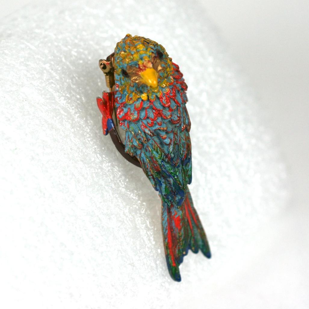 Women's or Men's Charming Art Deco Perched Bird Clip For Sale