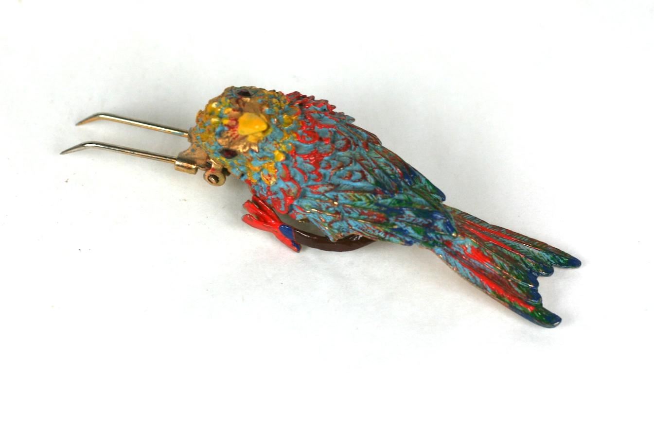 Charming Art Deco Perched Bird Clip For Sale 1