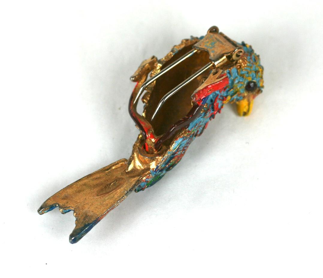 Charming Art Deco Perched Bird Clip For Sale 2