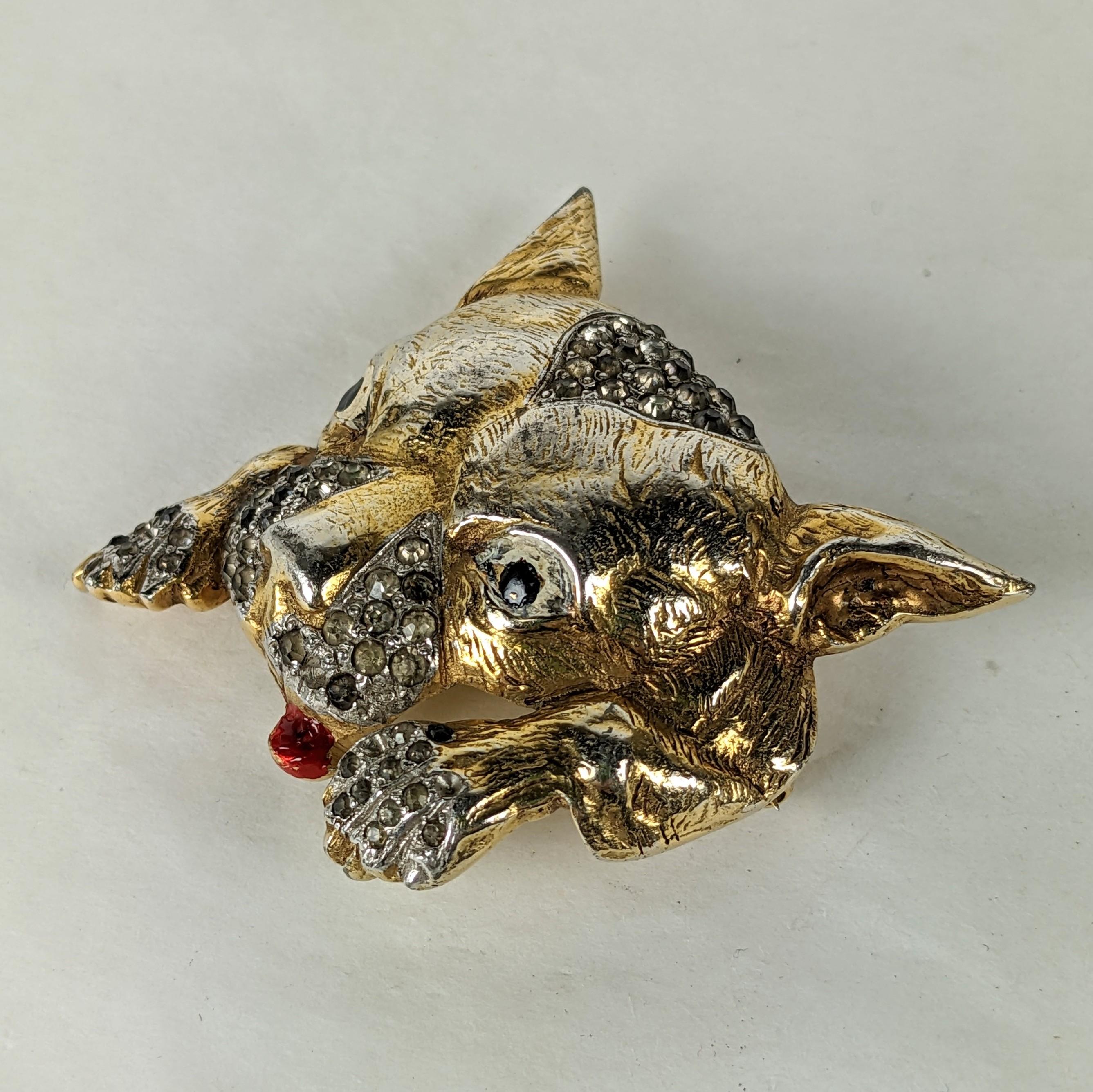 Charming Art Deco Puppy Brooch In Good Condition For Sale In New York, NY
