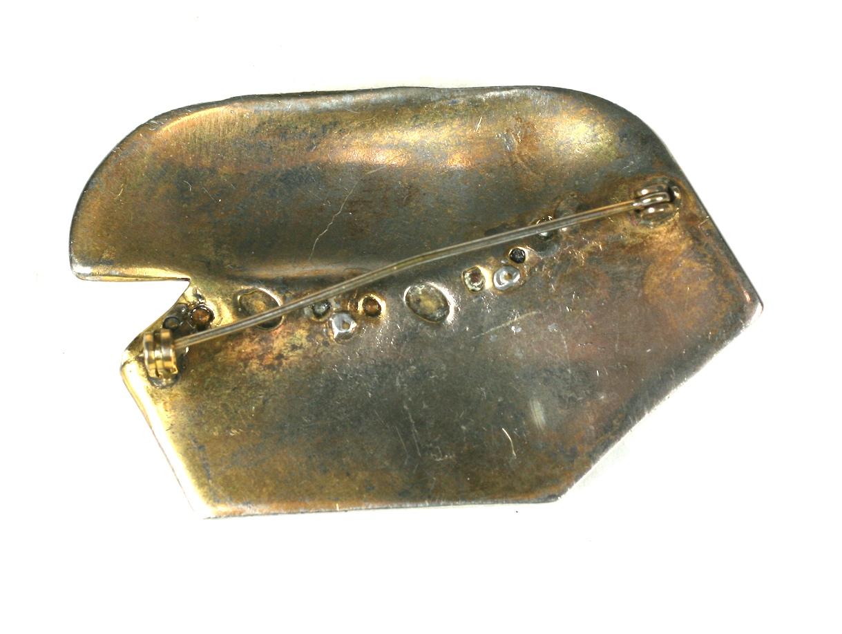 Women's or Men's Charming Art Deco Treasure Chest Brooch For Sale