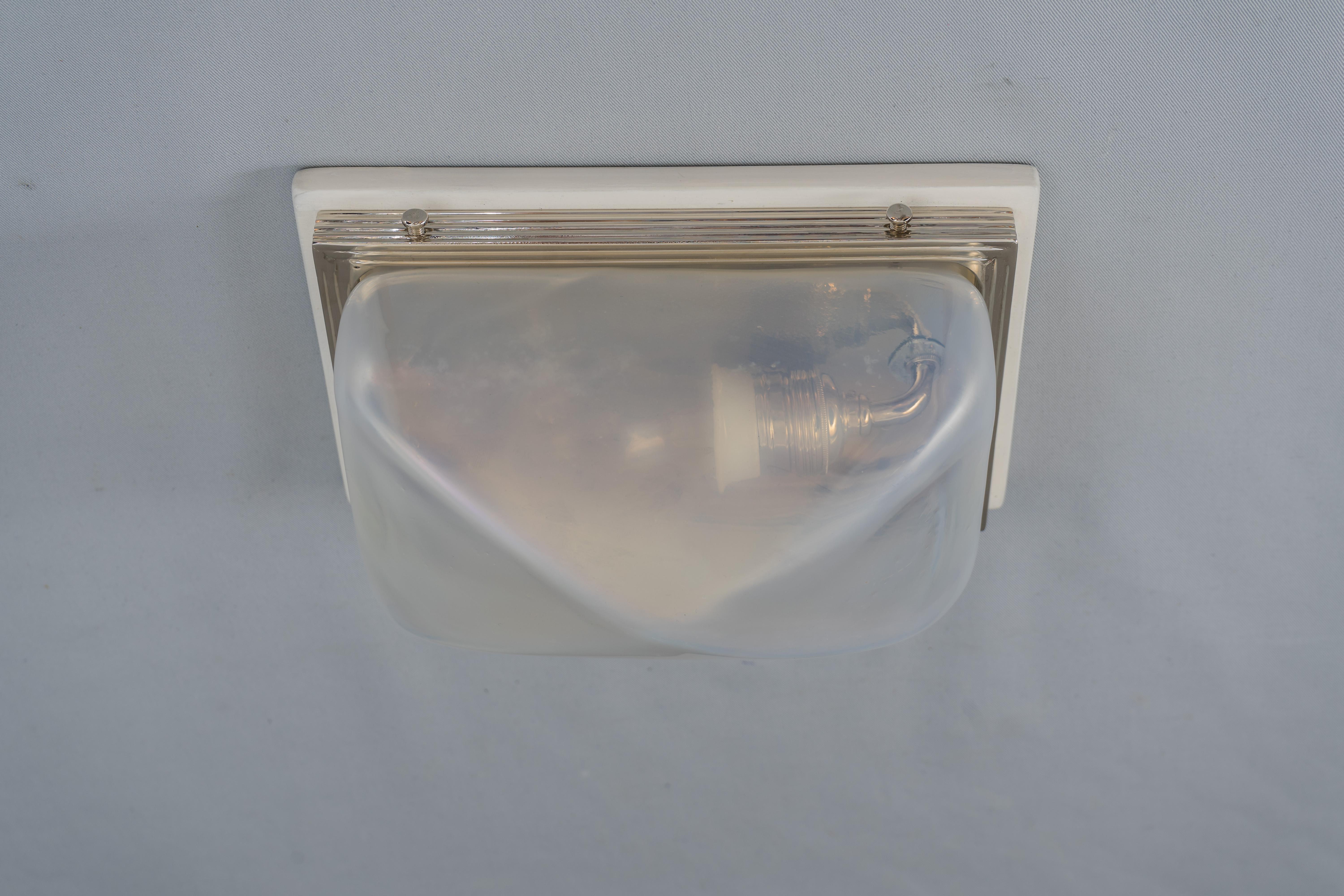 Nickel Charming Art Deco Wall or Ceiling Lamp Vienna, circa 1920s For Sale