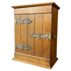 charming arts and crafts wall cabinet circa 1900 with its original key