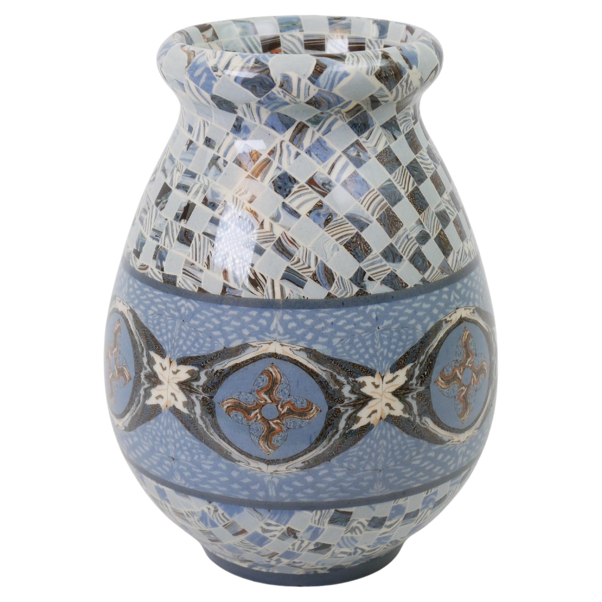 Charming baby blue ceramic vase by Jean Gerbino Vallauris circa 1940