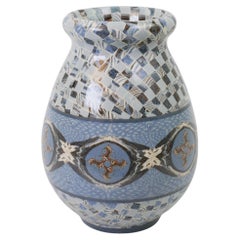 Charming baby blue ceramic vase by Jean Gerbino Vallauris circa 1940