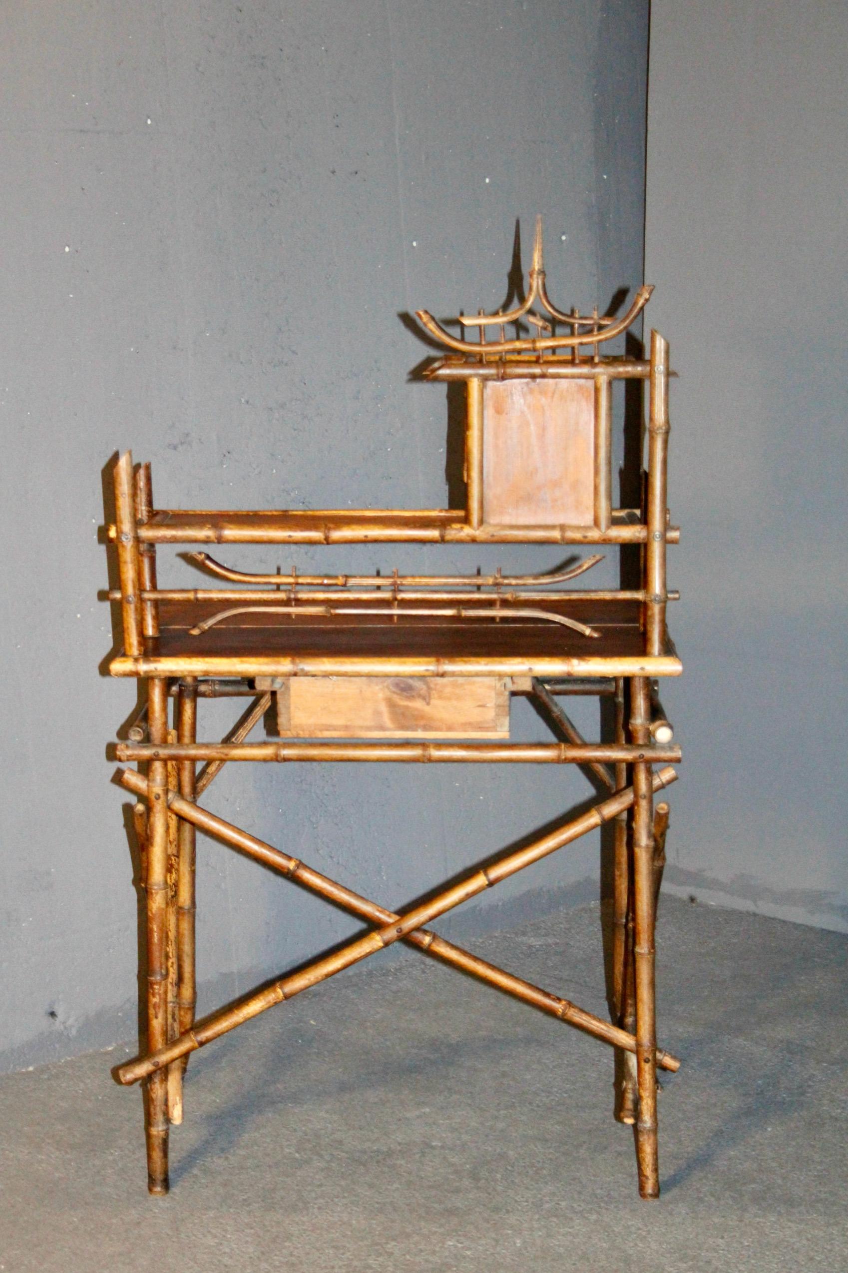 French Charming bamboo desk For Sale