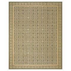 Charming Beige Color with Diamond Pattern Handmade Needlepoint Flat Weave Rug
