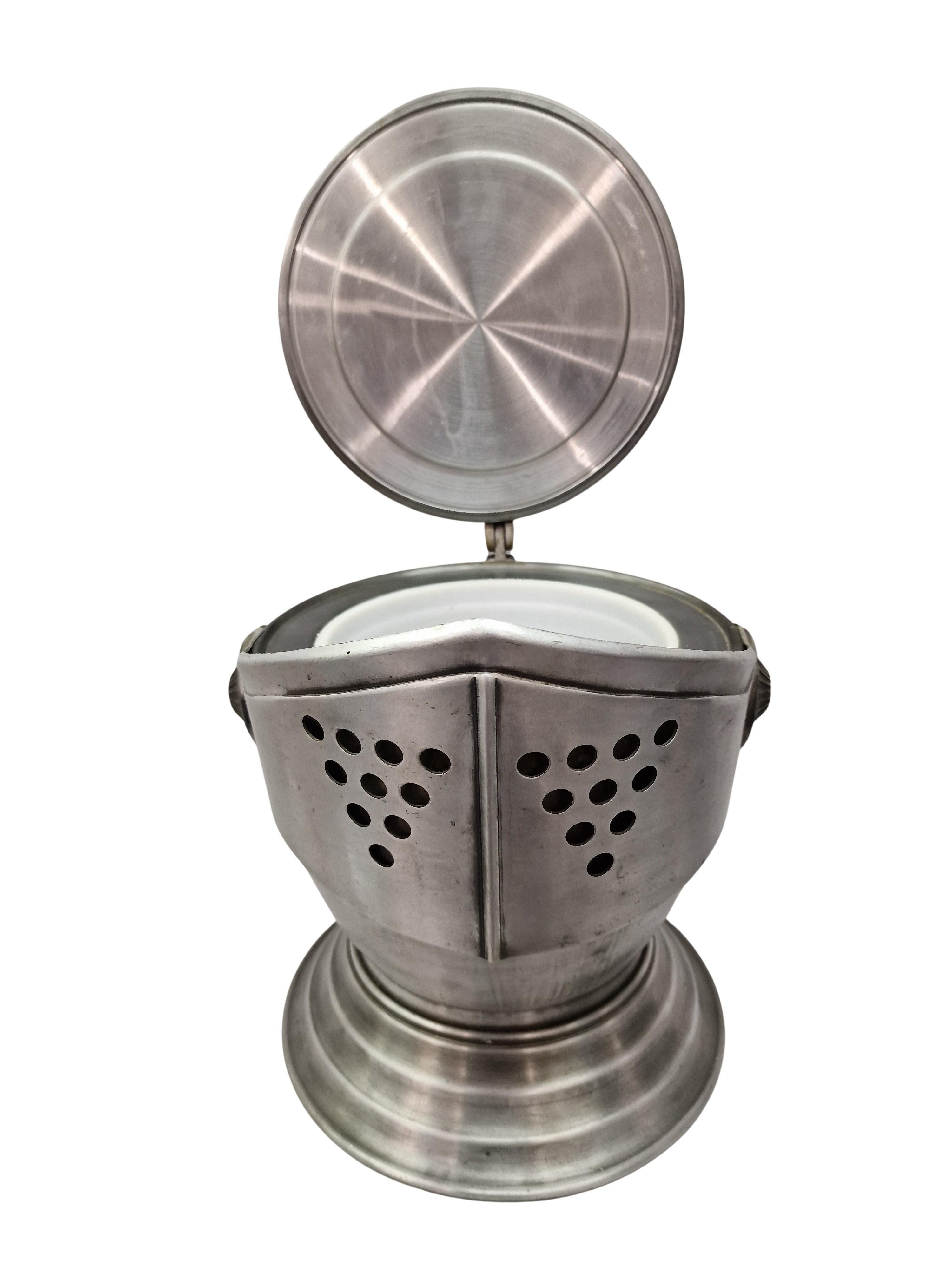 Encantadora cubitera grande, caballero con visera, enfriador de vino, años 70, Italia en venta 3