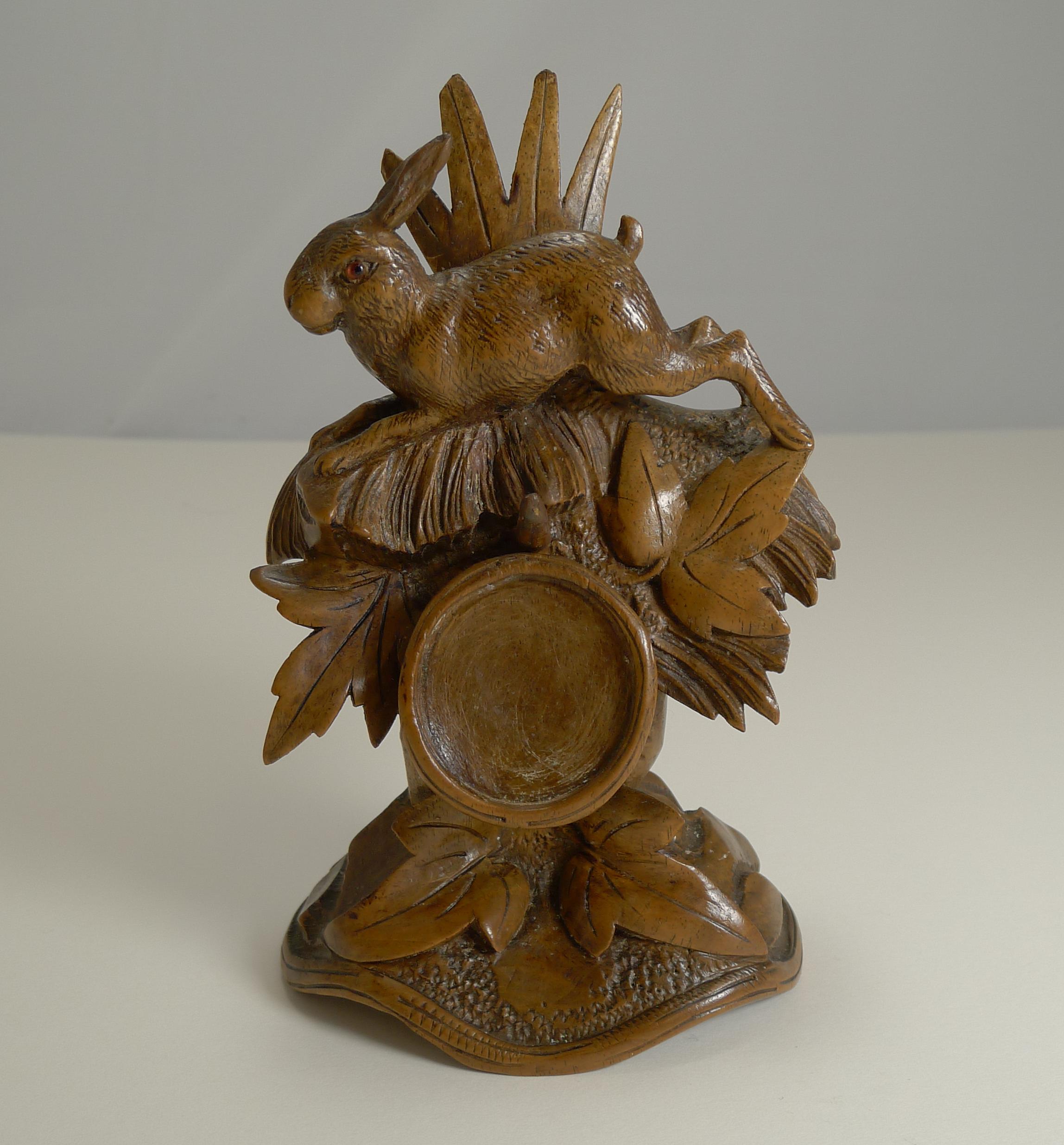 Early 20th Century Charming Black Forest Pocket Watch Holder, Hare, circa 1900