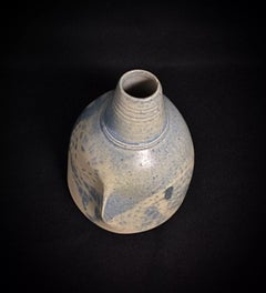 Charmant vase Soliflores en faïence bleue et blanche - Signé et numéroté - 2Y278