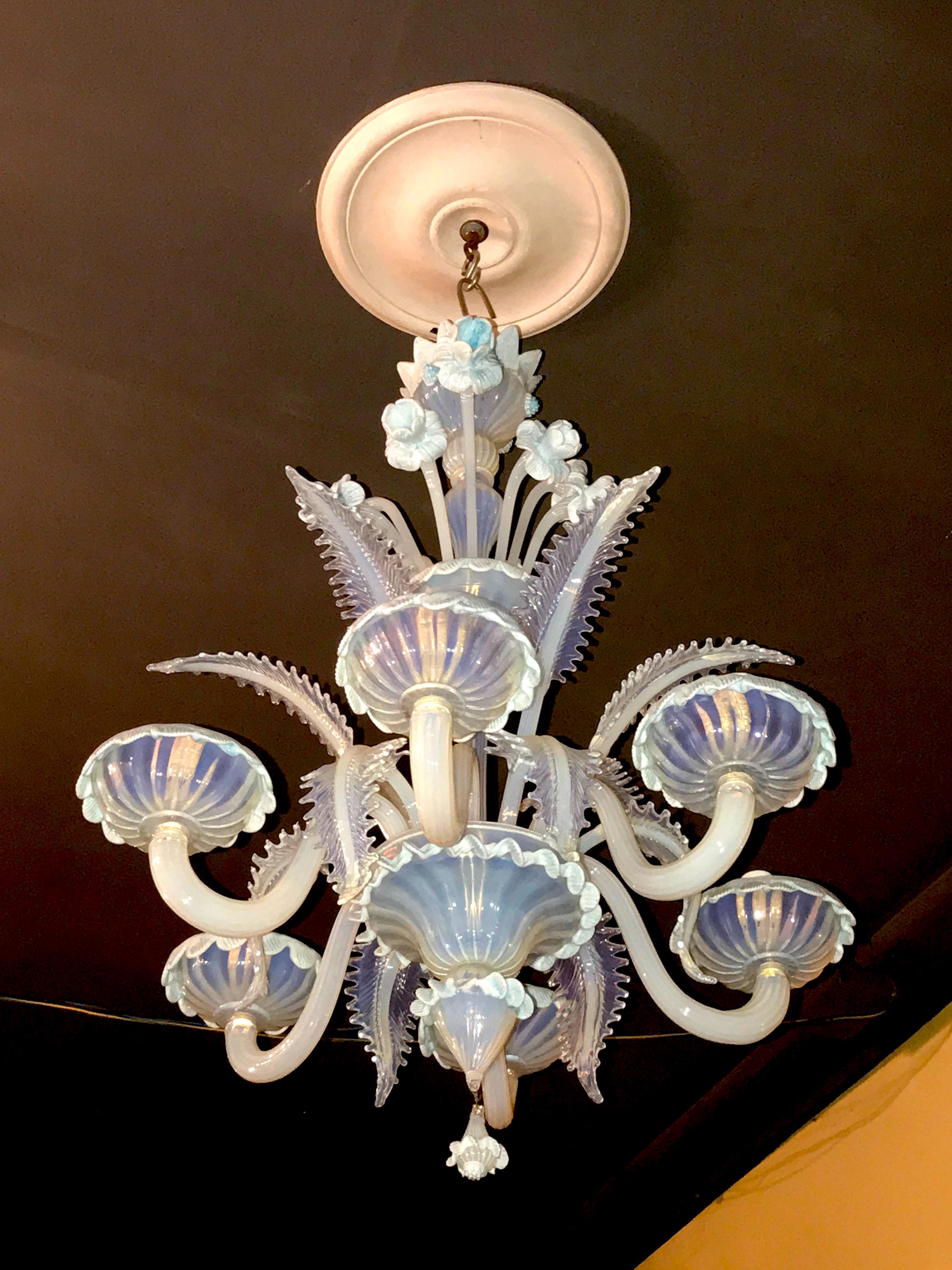 Charming Blue Murano Glass Chandelier, Venice, 1960 3