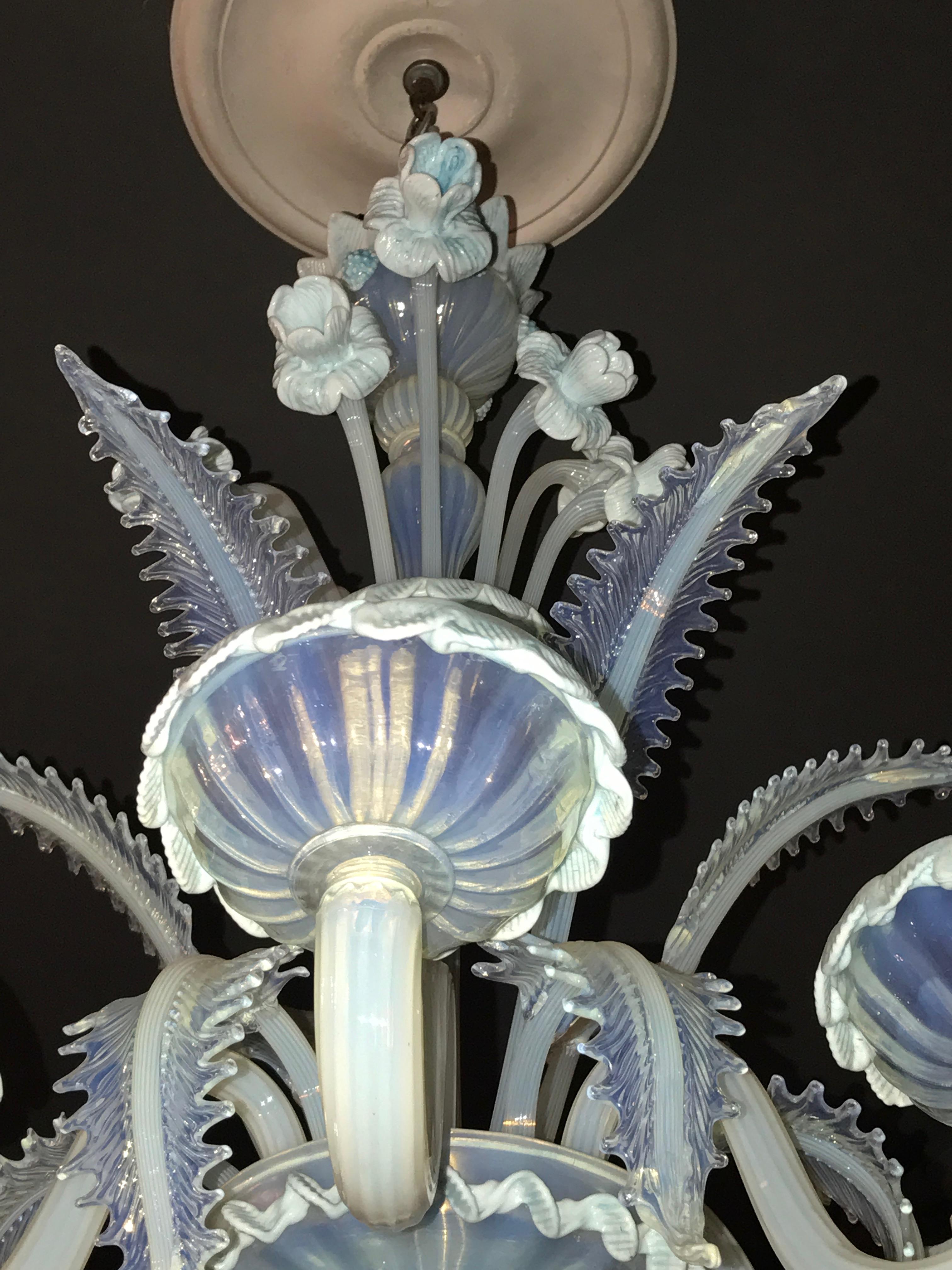 Mid-Century Modern Charming Blue Murano Glass Chandelier, Venice, 1960