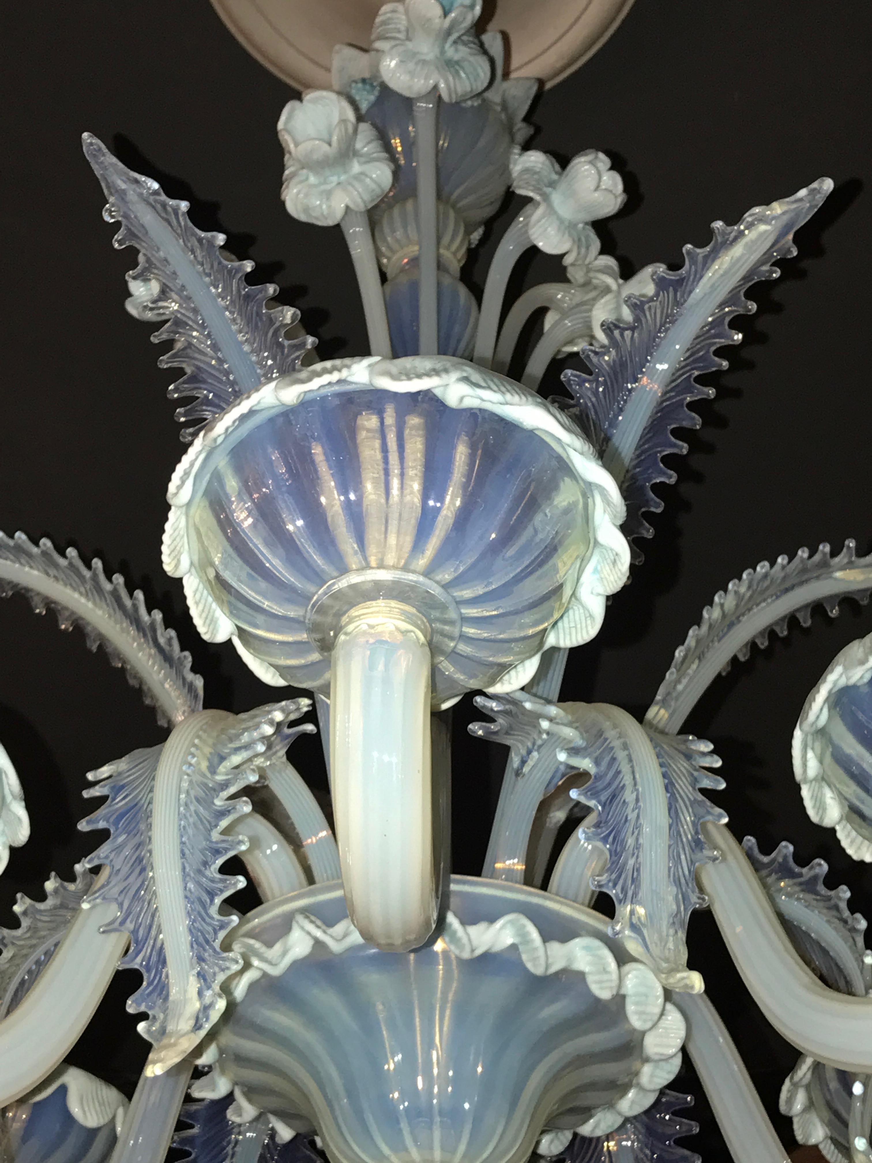 Italian Charming Blue Murano Glass Chandelier, Venice, 1960