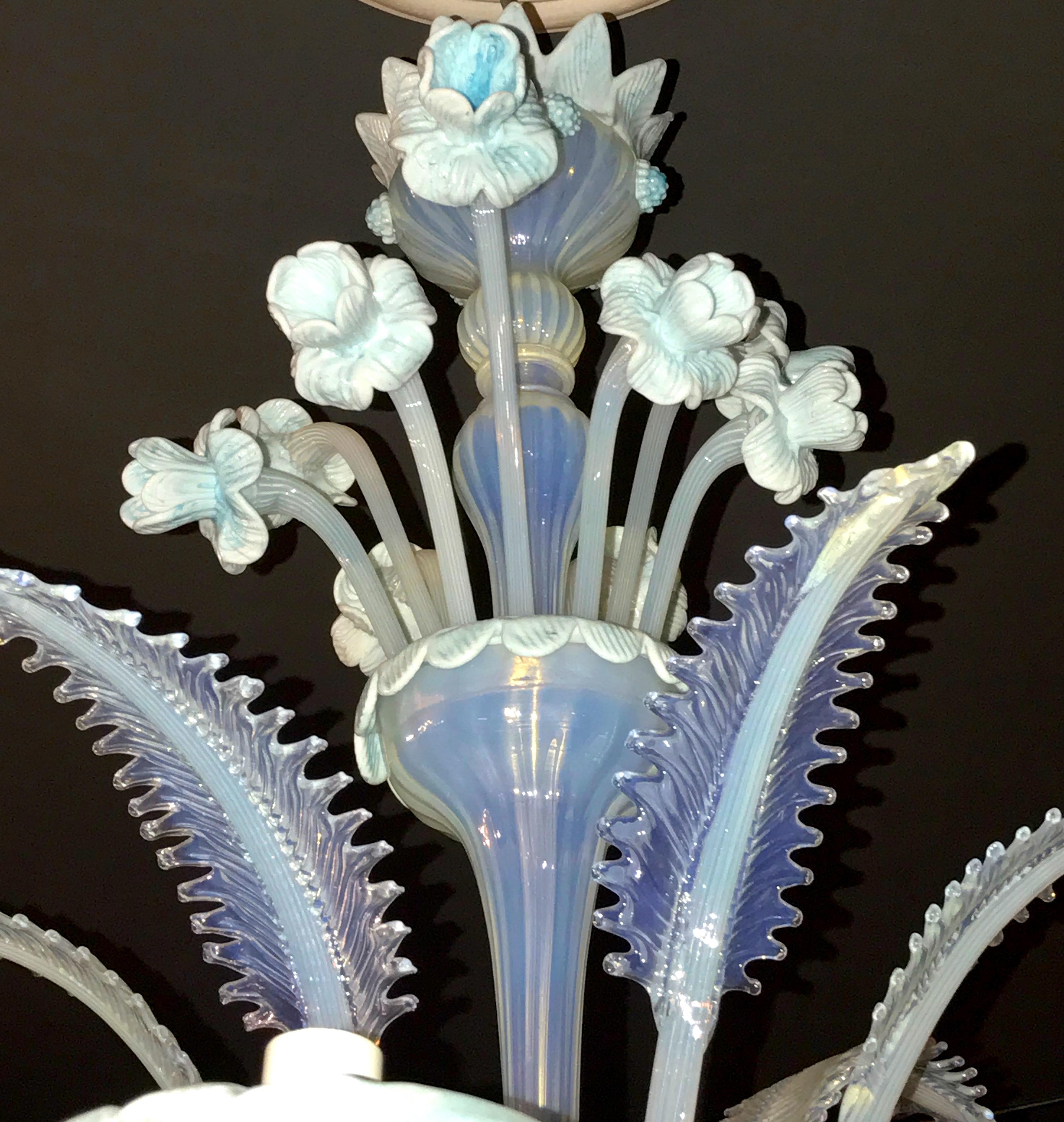 Mid-20th Century Charming Blue Murano Glass Chandelier, Venice, 1960