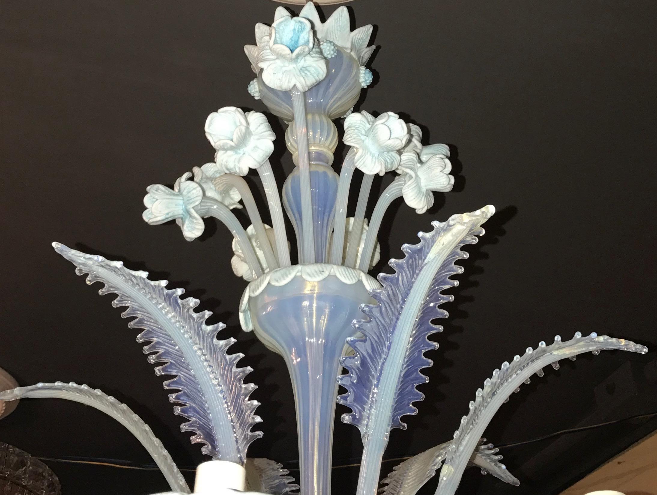 Blown Glass Charming Blue Murano Glass Chandelier, Venice, 1960