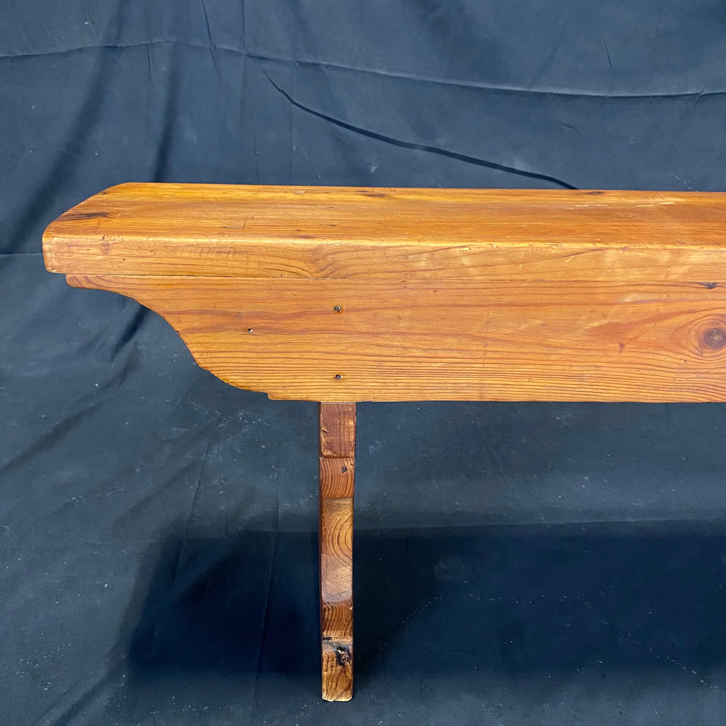 Charming British Long Scrubbed Pine Antique School Bench 3