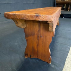 Charming British Long Scrubbed Pine Antique School Bench