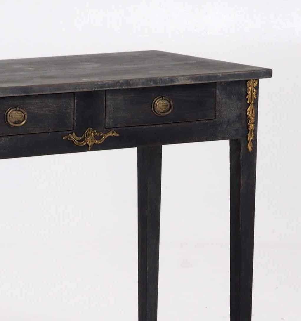 Gustavian Charming Bronze Mounted Console Table with Two Drawers, 100 Years Old