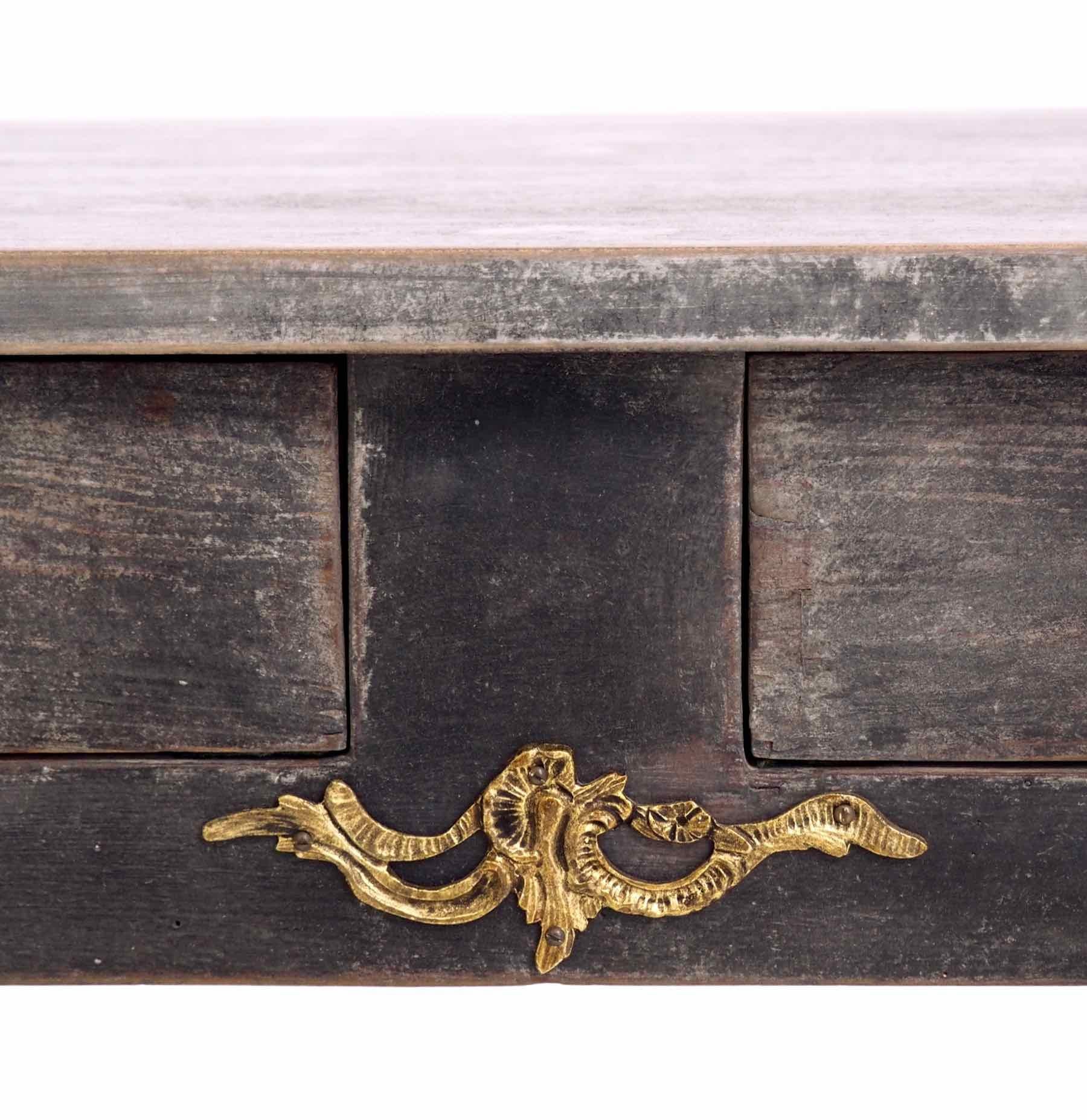 Scandinavian Charming Bronze Mounted Console Table with Two Drawers, 100 Years Old