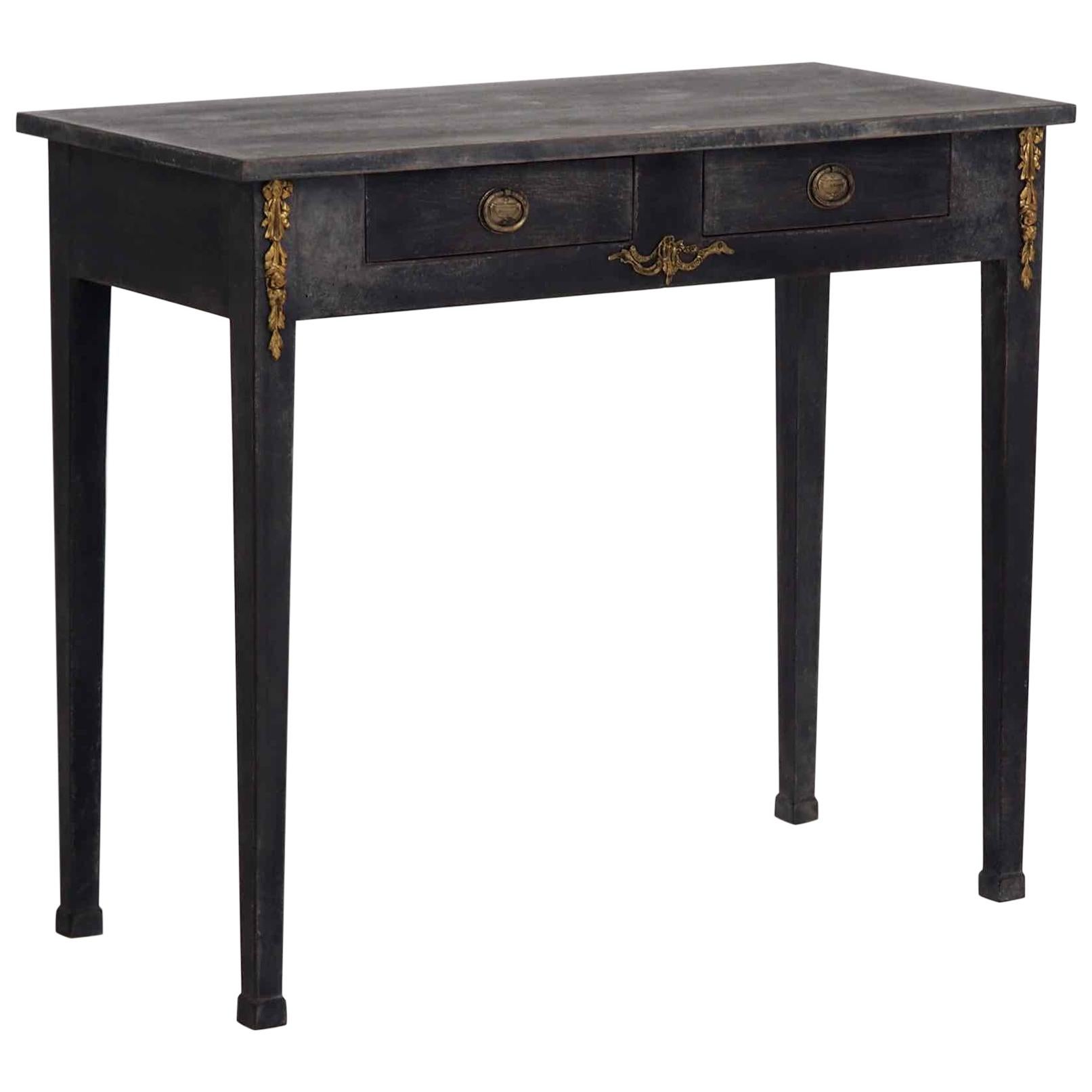Charming Bronze Mounted Console Table with Two Drawers, 100 Years Old