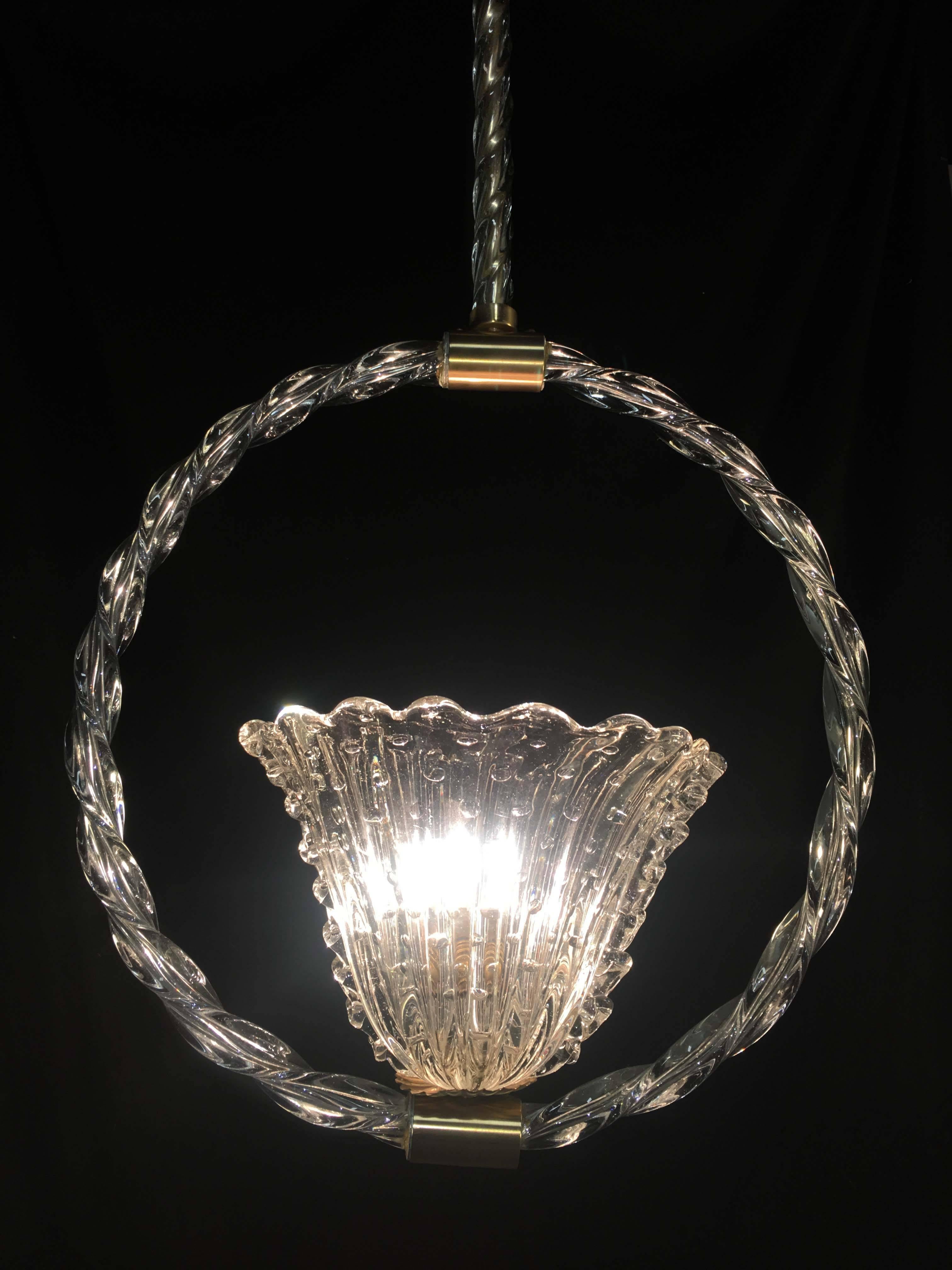 Charming bubble glass pendant by Barovier & Toso, Murano, 1940s For Sale 6