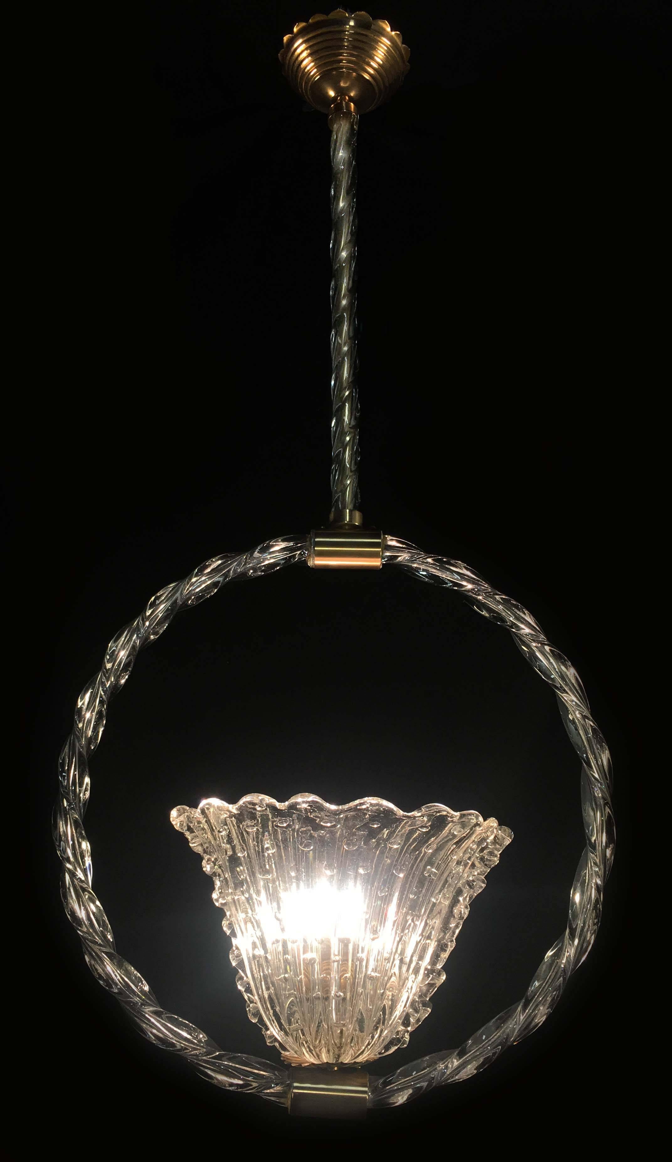 Charming bubble glass pendant by Barovier & Toso, Murano, 1940s For Sale 8