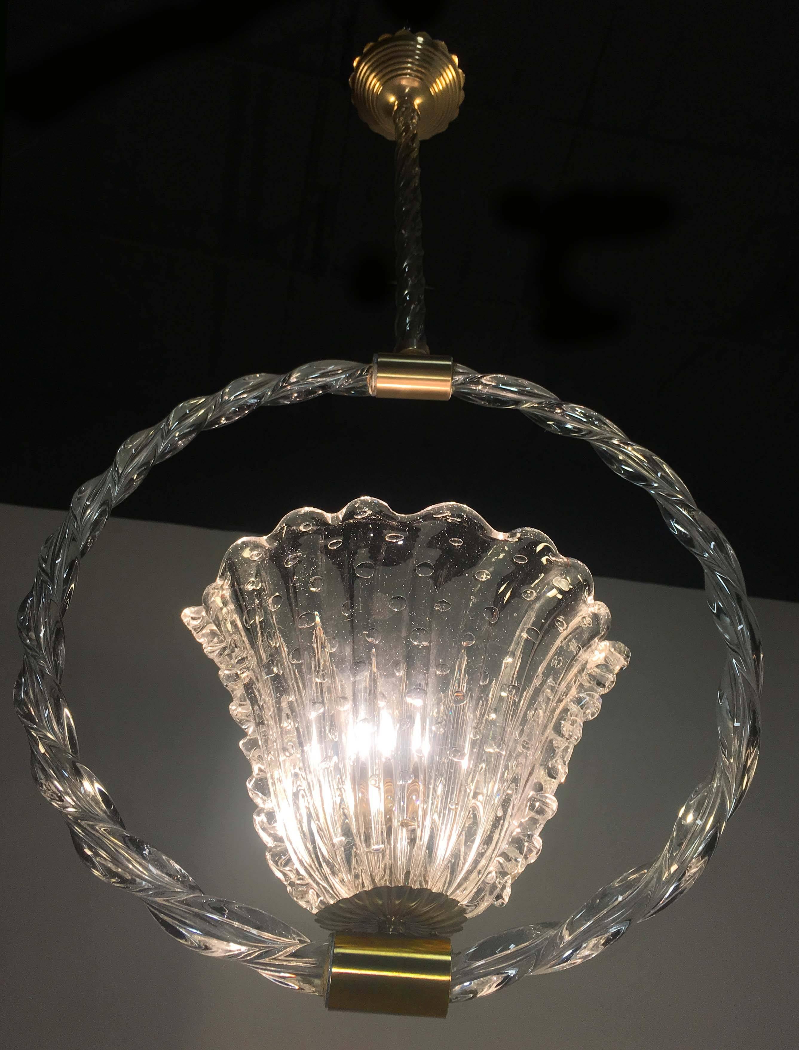 Charming bubble glass pendant by Barovier & Toso, Murano, 1940s For Sale 1