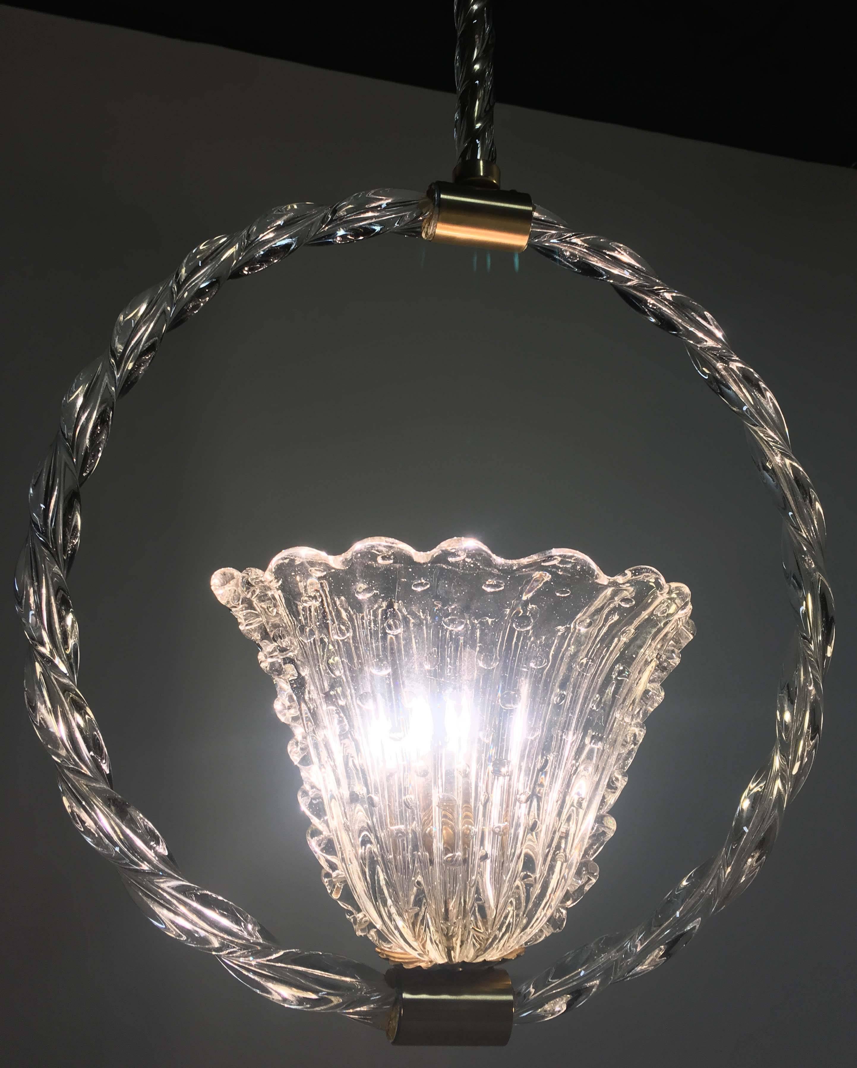 Charming bubble glass pendant by Barovier & Toso, Murano, 1940s For Sale 3