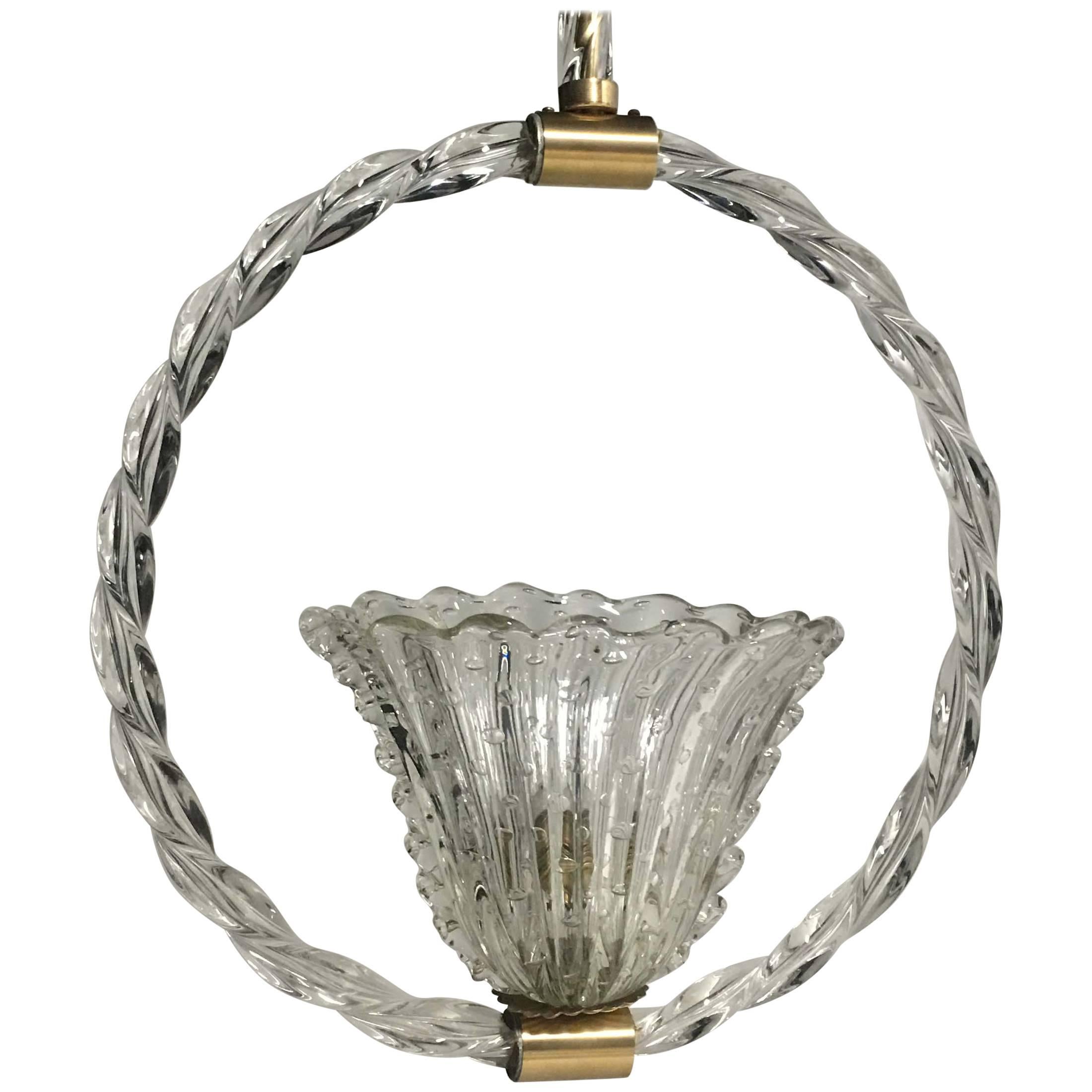 Charming bubble glass pendant by Barovier & Toso, Murano, 1940s For Sale