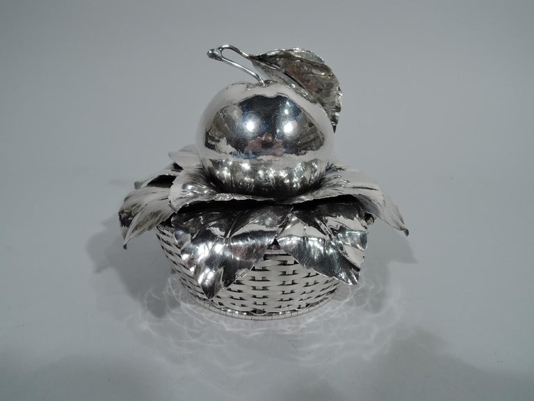 Charming Buccellati Sterling Silver Fruit Basket with Apple Finial For