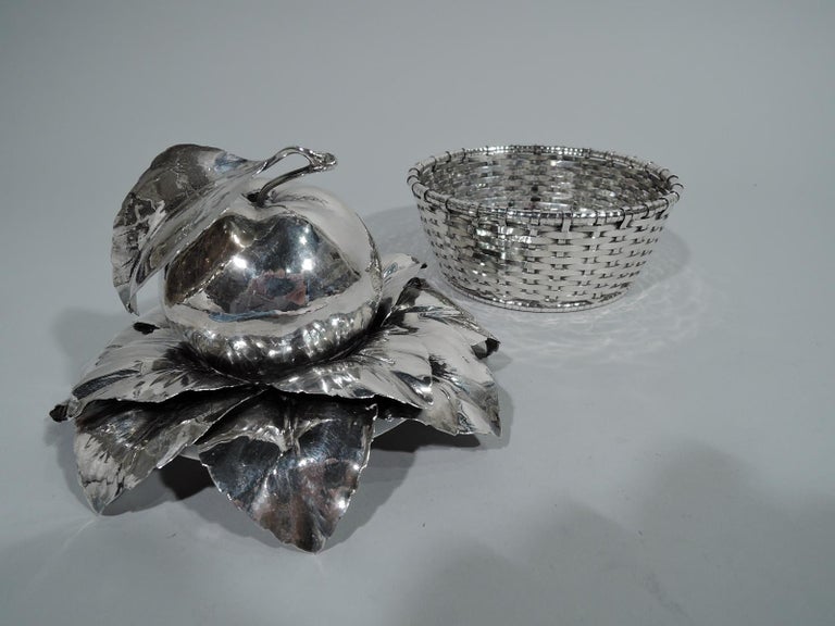 Charming Buccellati Sterling Silver Fruit Basket with Apple Finial For