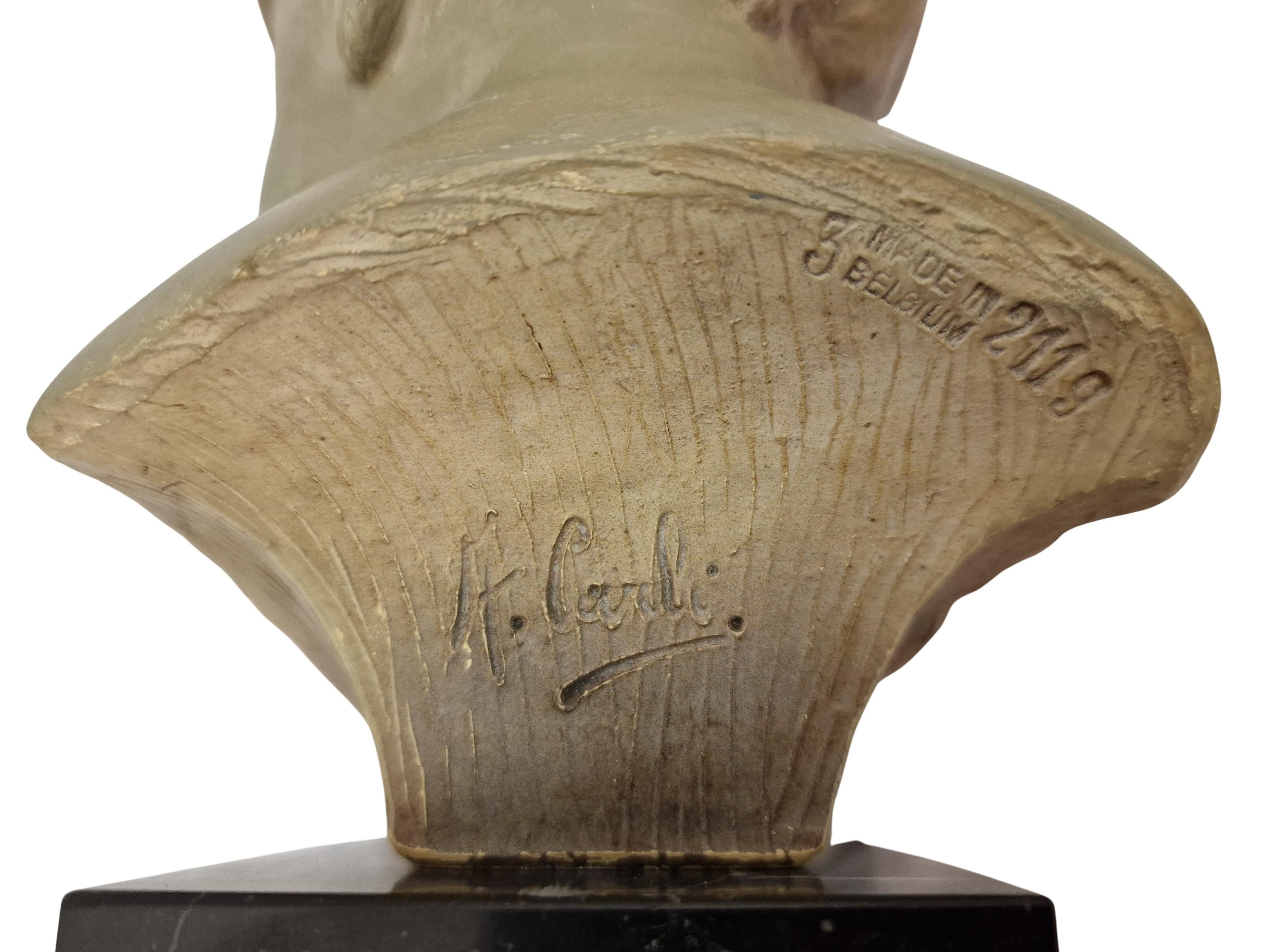 Encantador busto niño niño escultura terracota mármol Carli 1920 Art Decó Bélgica en venta 2