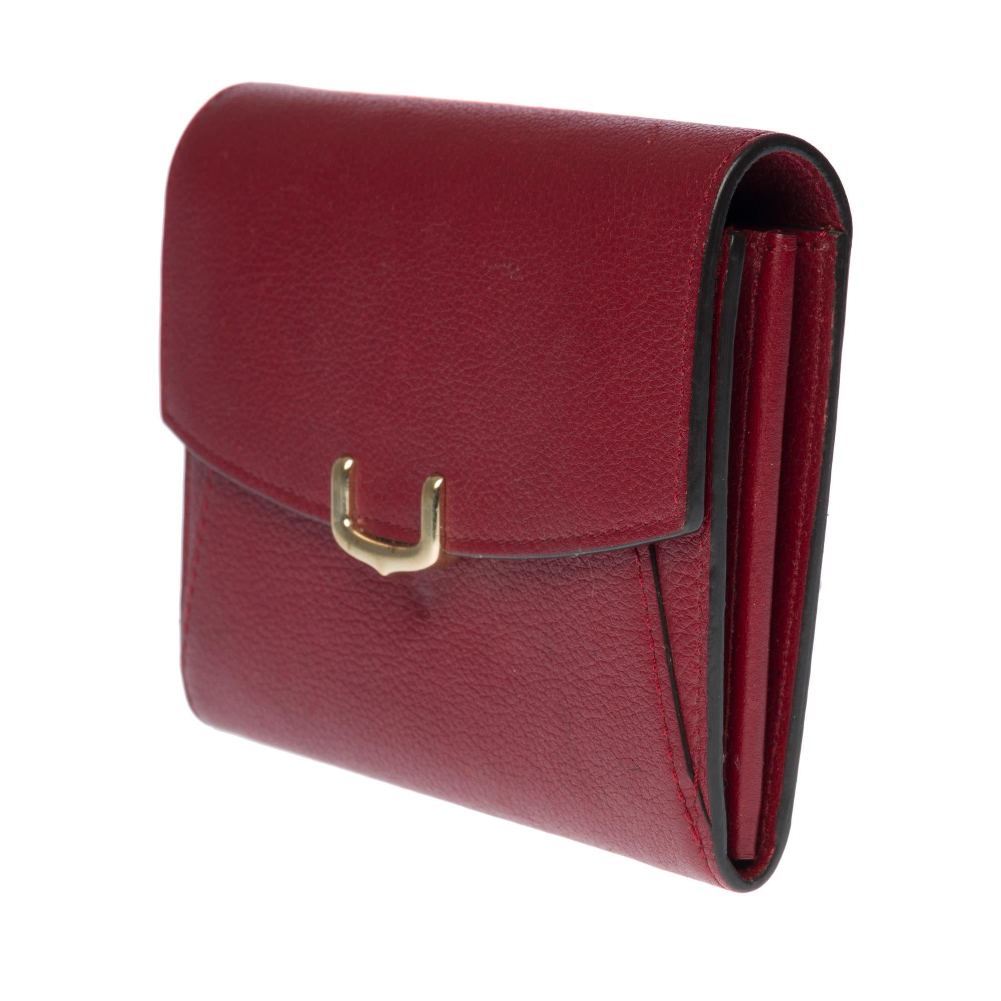 Charmante Cartier-Brieftasche aus bordeauxfarbenem Leder mit Goldbeschlägen (Braun)