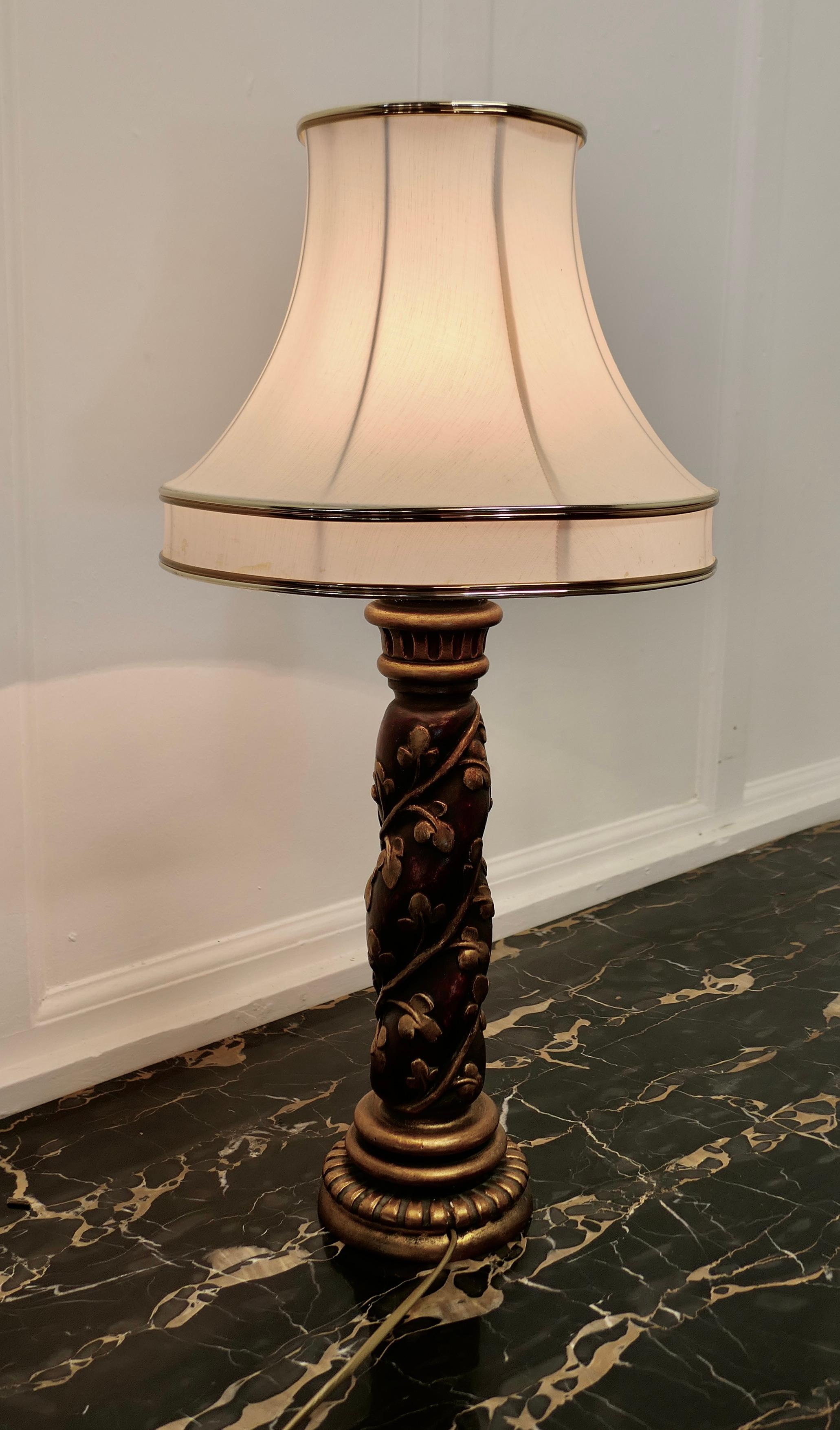 Baroque Revival Charming Carved and Gilt Baroque Style Lamp For Sale