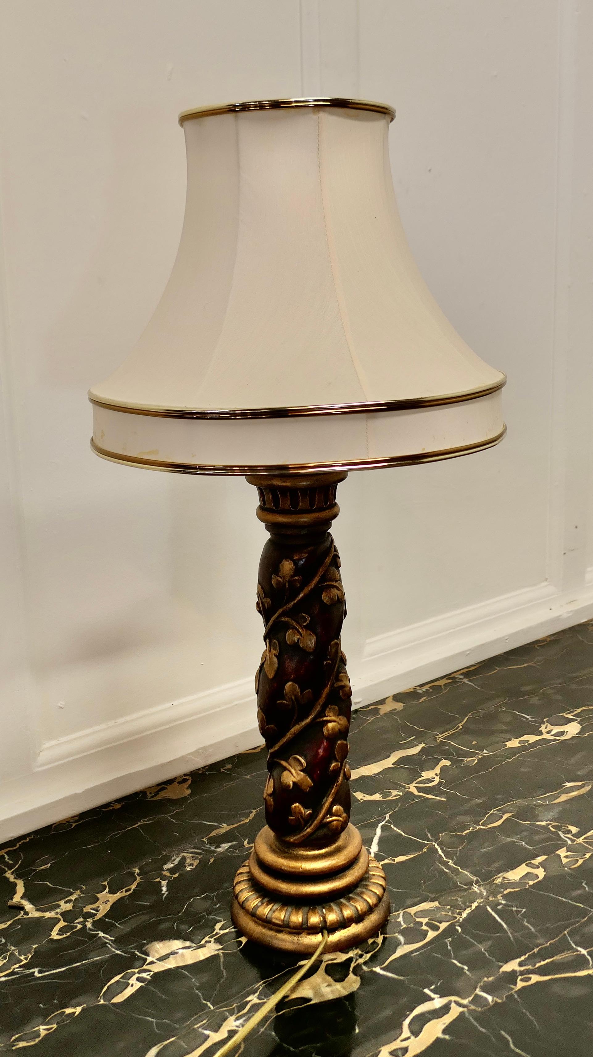 Giltwood Charming Carved and Gilt Baroque Style Lamp For Sale