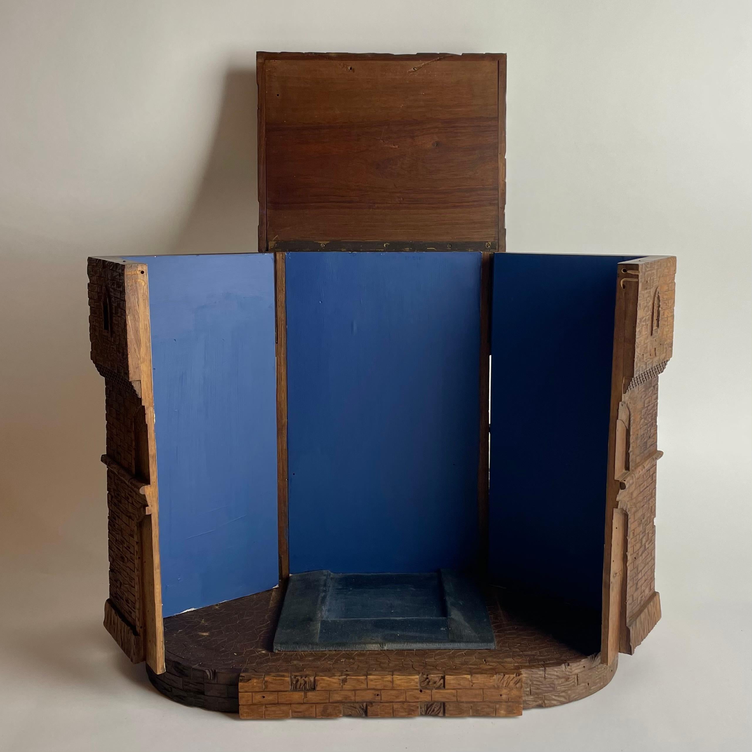 Renaissance Revival Charming Carved Walnut Castle Form Liquor Cabinet, Late 19th Century For Sale