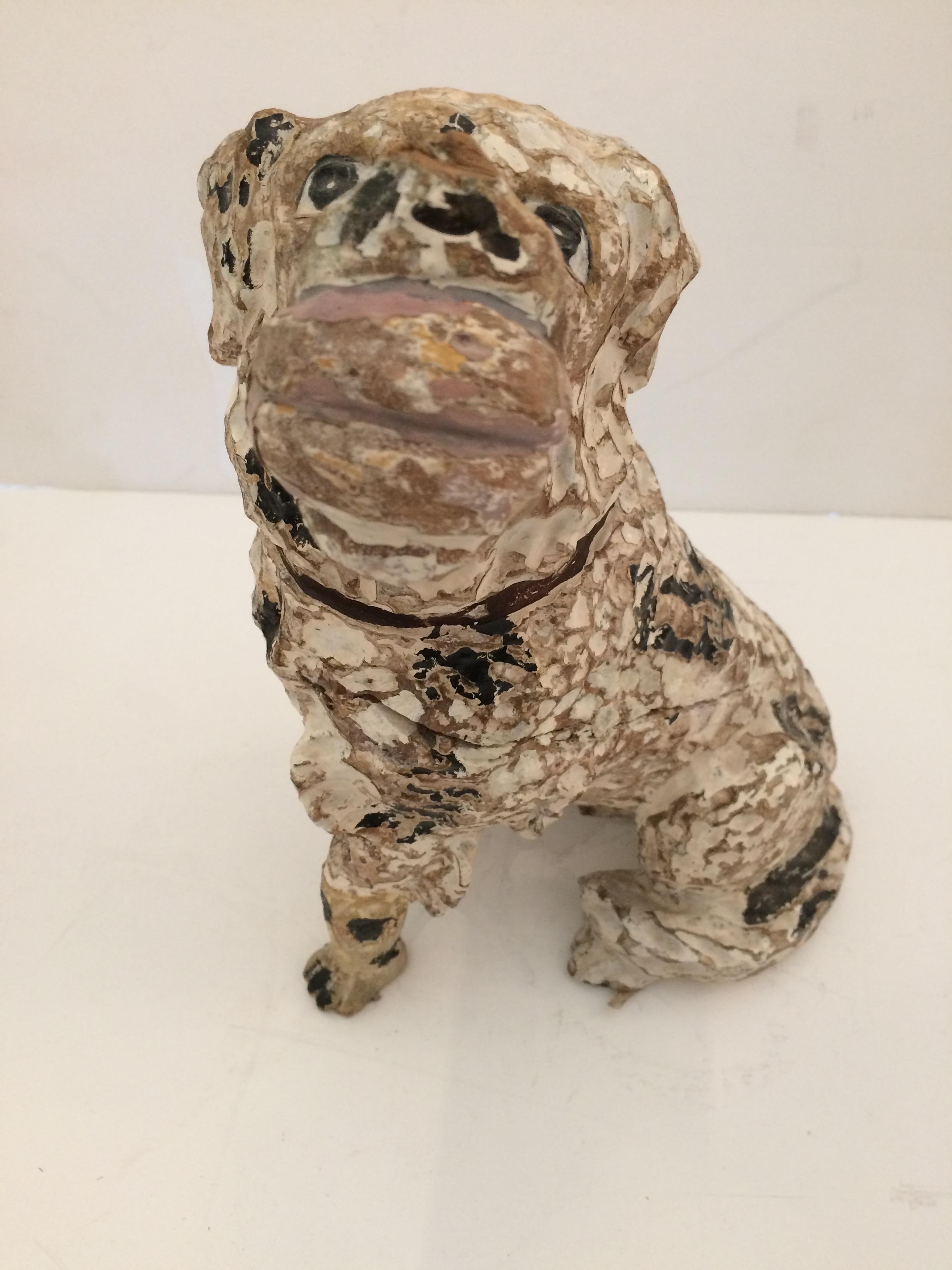 Folk Art Charming Carved Wood Rustic Dog Sculpture from Bakery Display