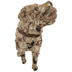 Charming Carved Wood Rustic Dog Sculpture from Bakery Display