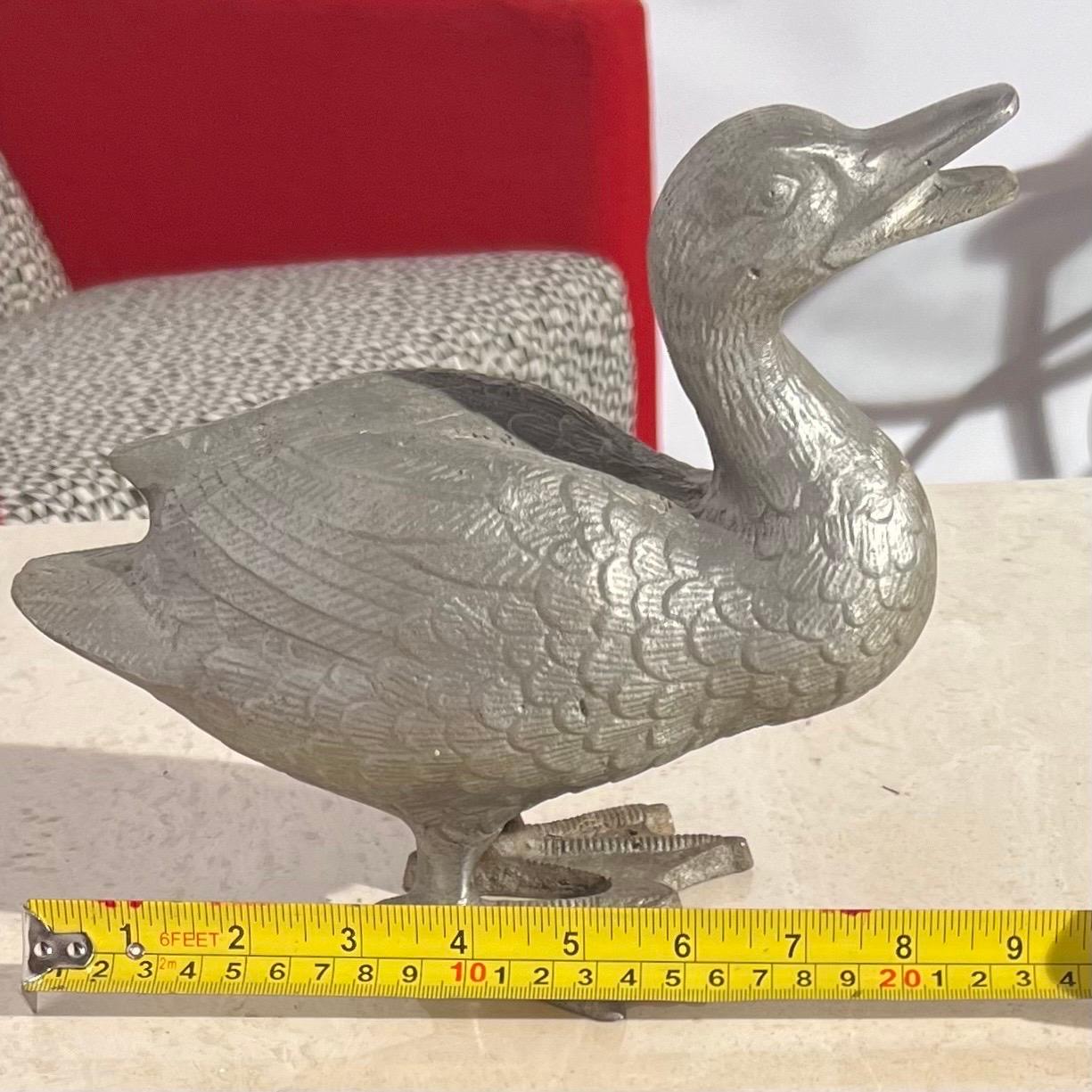 Charming Cast Metal Duckling Garden Sculpture  For Sale 9
