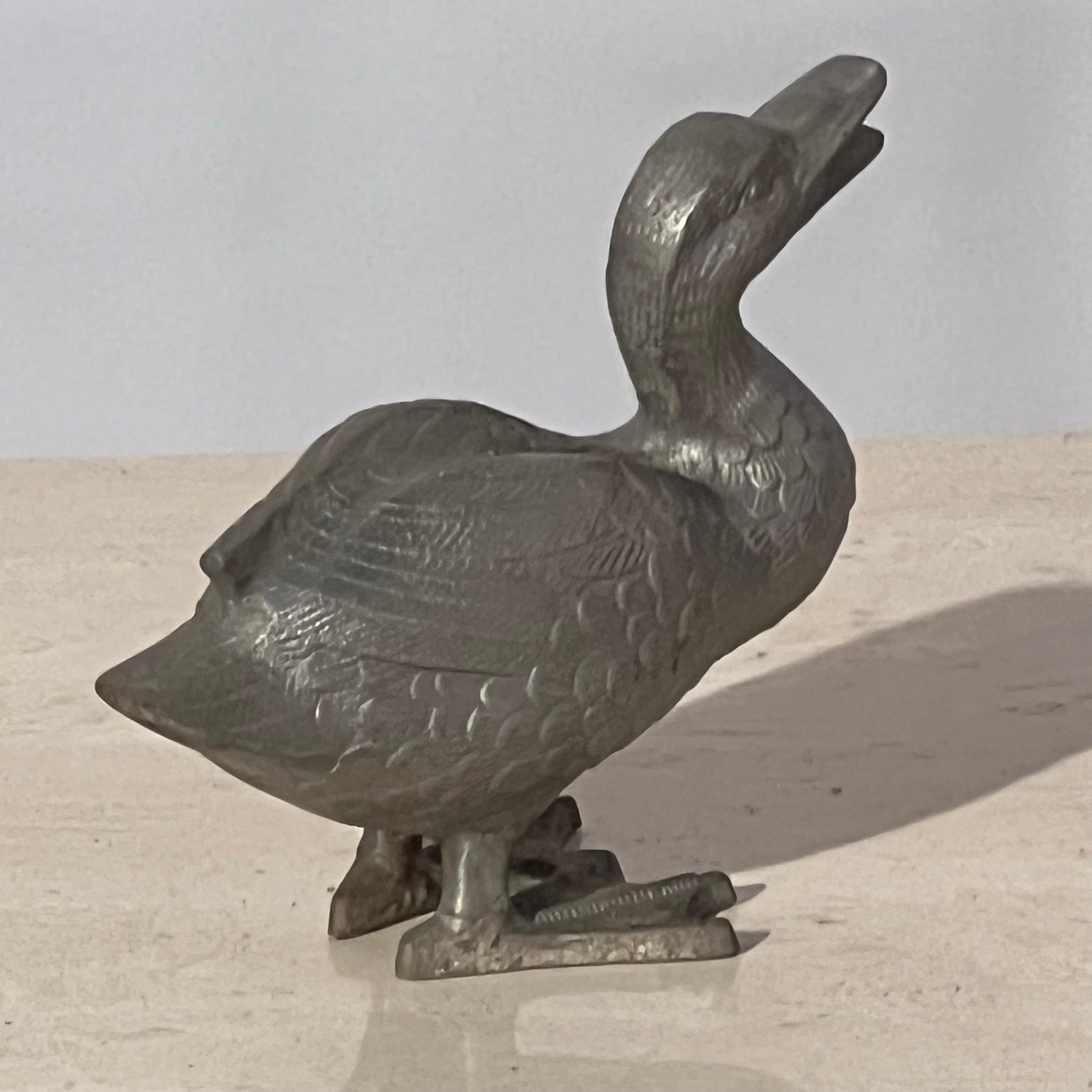 Charming Cast Metal Duckling Garden Sculpture  In Good Condition For Sale In Philadelphia, PA
