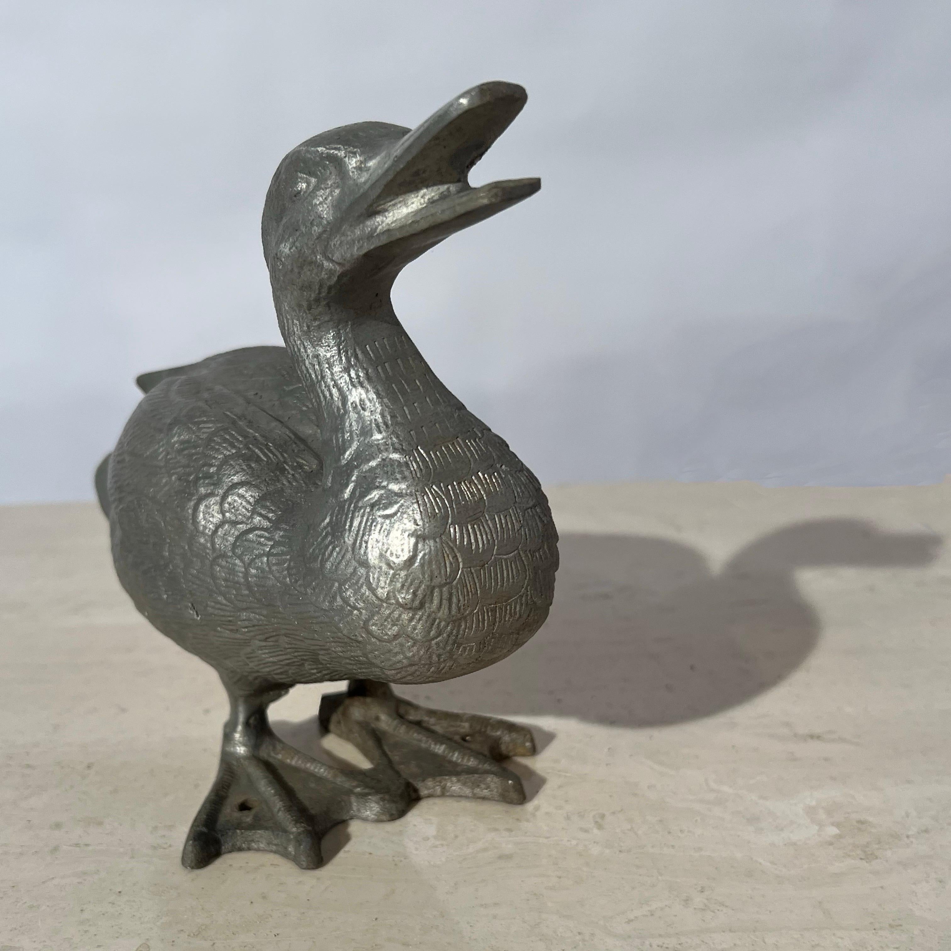 Charming Cast Metal Duckling Garden Sculpture  For Sale 3