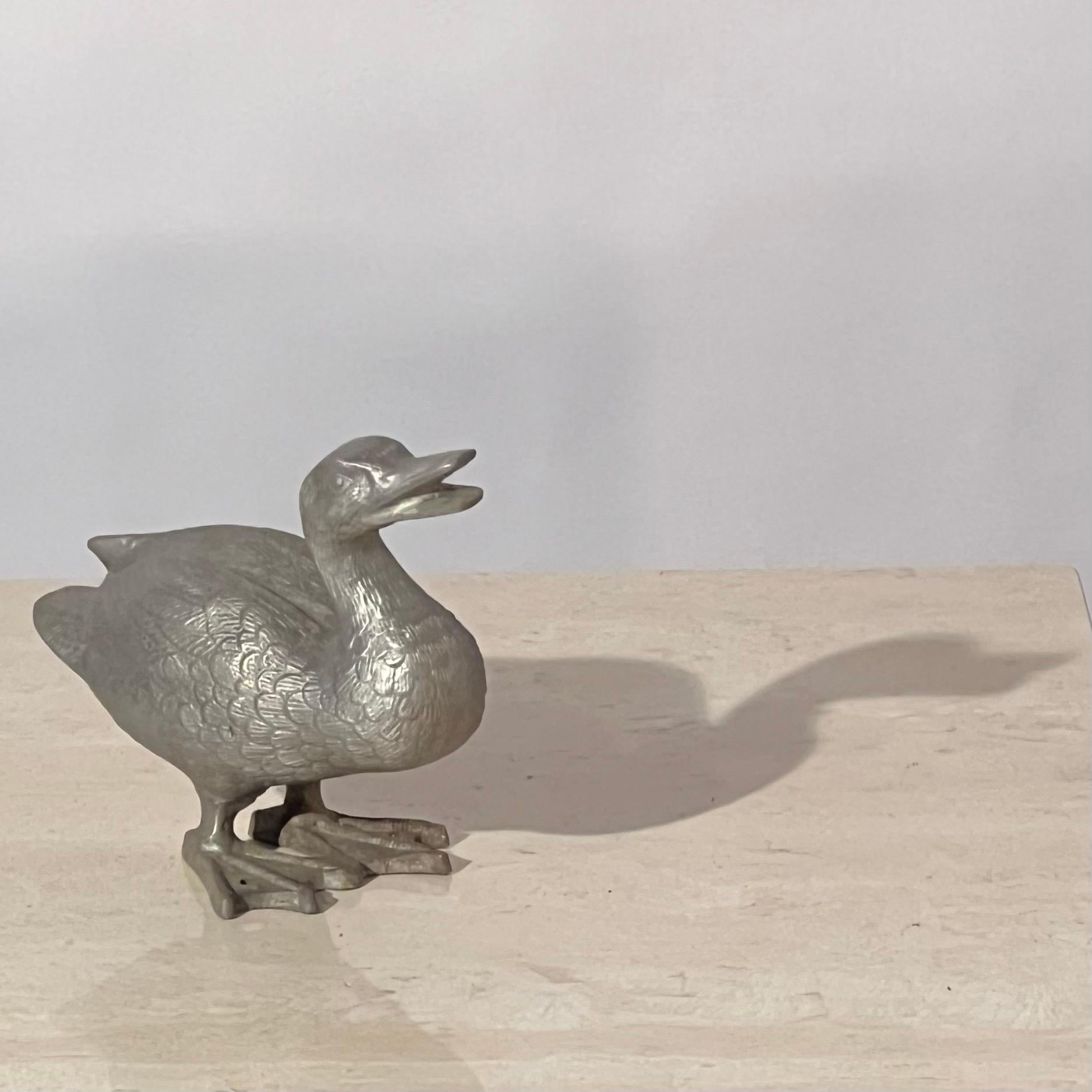 Charming Cast Metal Duckling Garden Sculpture  For Sale 5