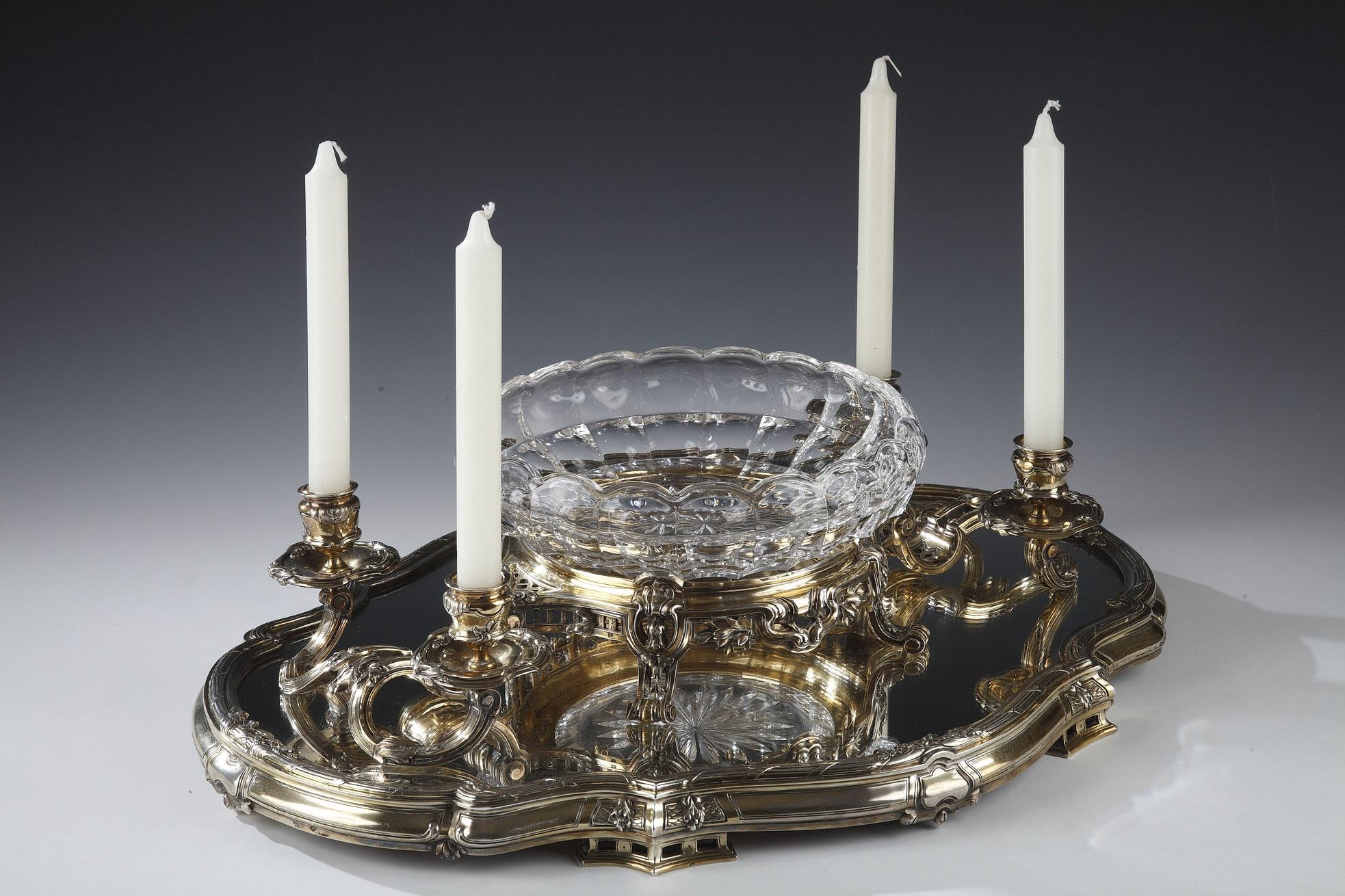 French Charming Silver-Gilt Centerpiece by Boin-Taburet, France, Circa 1880 For Sale